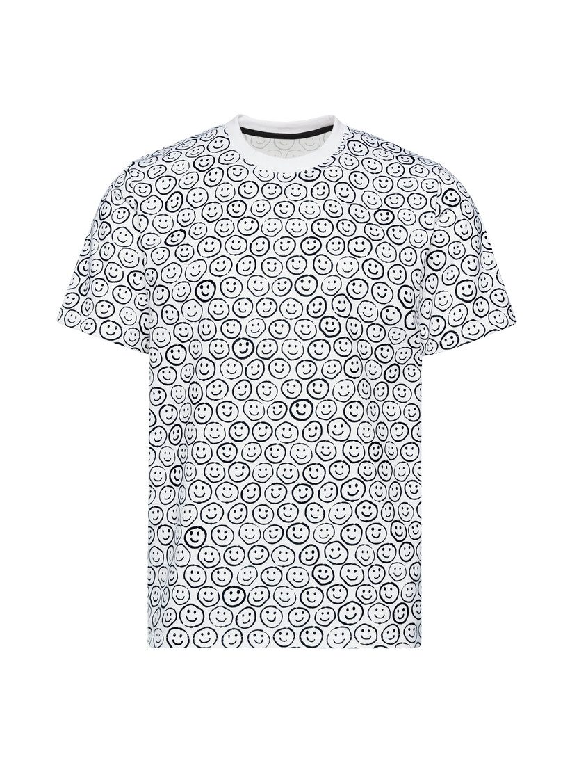 Trigema T-Shirt TRIGEMA T-Shirt mit freundlichem Smiley-Muster (1-tlg) günstig online kaufen