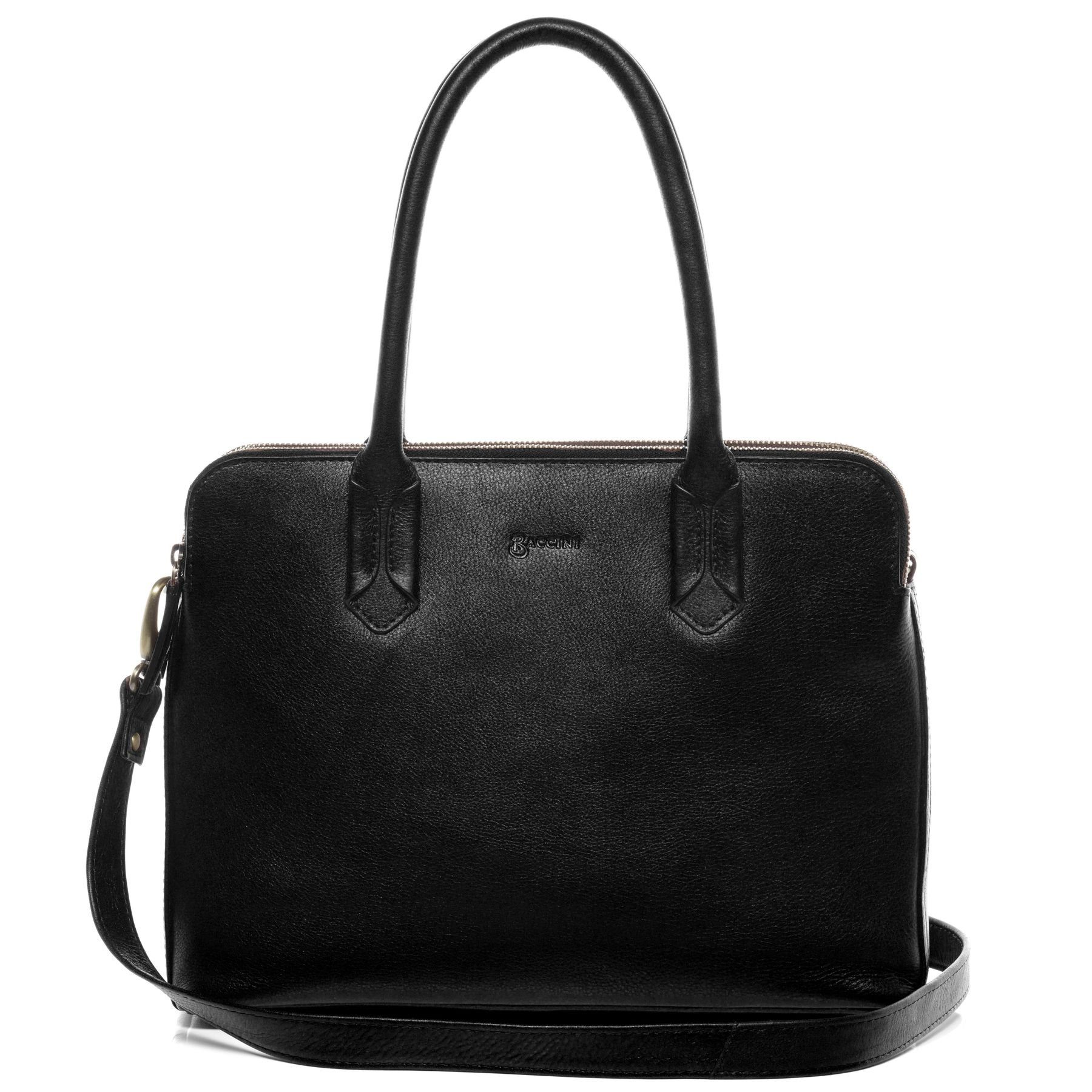 BACCINI Umhängetasche echt Leder Damen Businesstasche 13 Zoll schwarz, Laptoptasche 13 Zoll, Henkeltasche Aktentasche Echtleder Damen schwarz