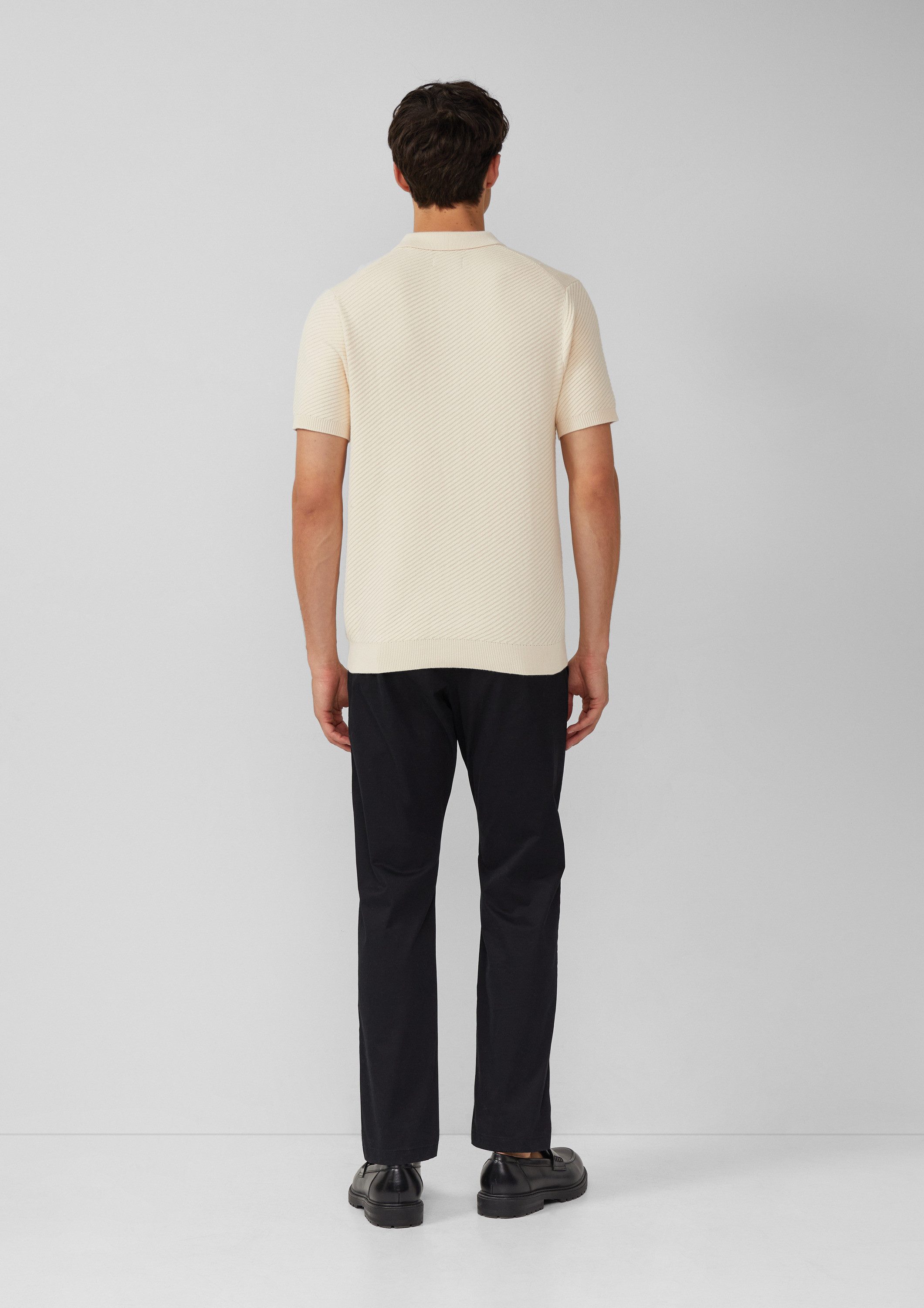 s.Oliver Longpullover Strickpullover Poloshirt aus weichem Strukturstrick