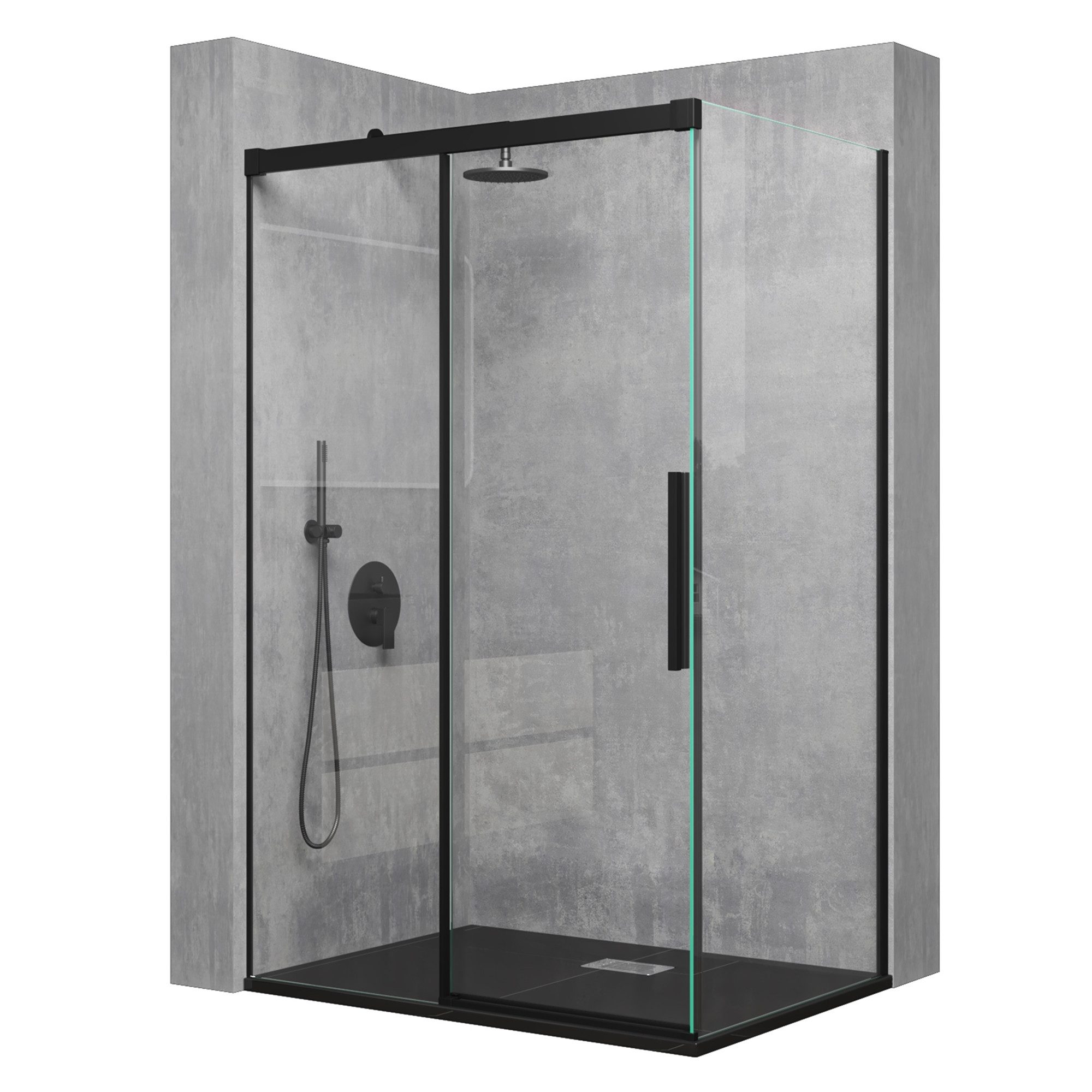 Mai & Mai Grossraumdusche Duschkabine Rav12K 6mm ESG-Sicherheitsglas Soft-Close-Mechanismus, BxT: 100x75 cm, Einscheibensicherheitsglas, inkl. Duschtasse