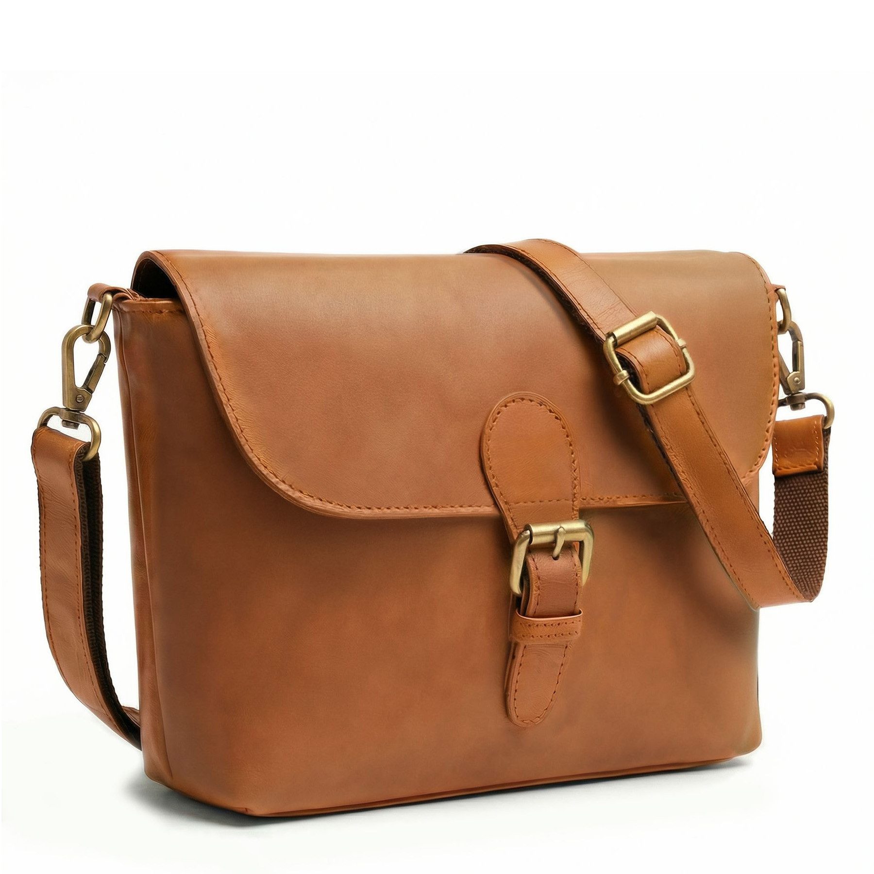 SID & VAIN Umhängetasche YALE Schultertasche Cross-Body Bag echt Leder, Ledertasche Schultertasche für Damen Handtasche hellbraun