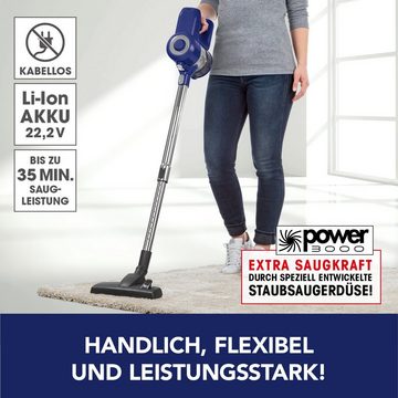 CLEANmaxx Akku-Hand-und Stielstaubsauger Zyklon Staubsauger blau / silber, 120,00 W, beutellos, beutellos, starker Akku
