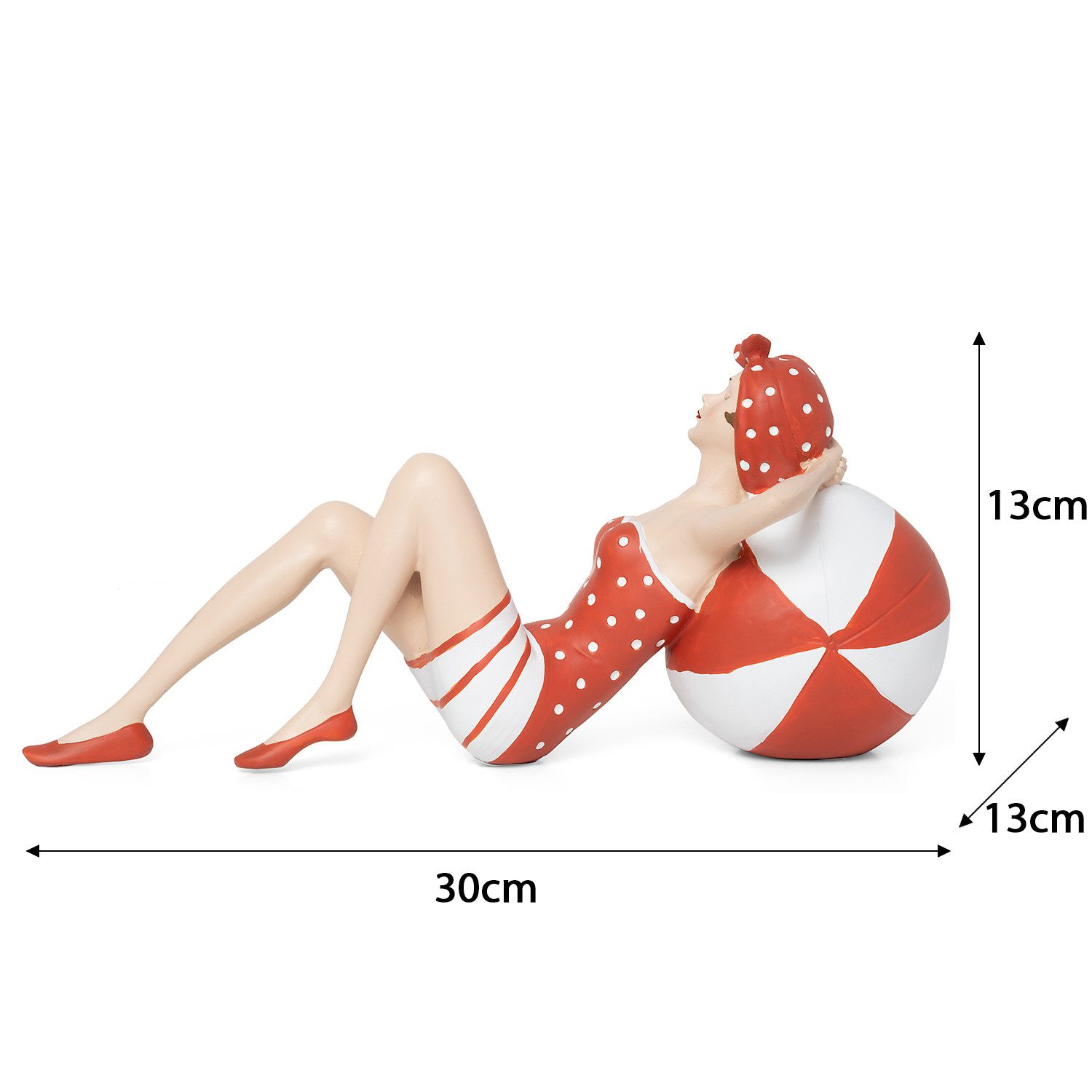 Moritz Dekofigur Badenixe mit Kopftuch und Ball im Retrostil, Polyresin Fig günstig online kaufen