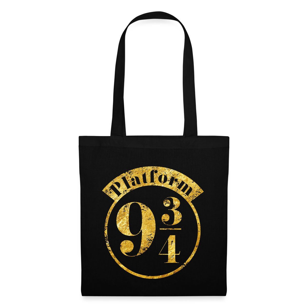 Spreadshirt Henkeltasche Harry Potter Platform 9 3/4 Gold Stoffbeutel (1-tlg)