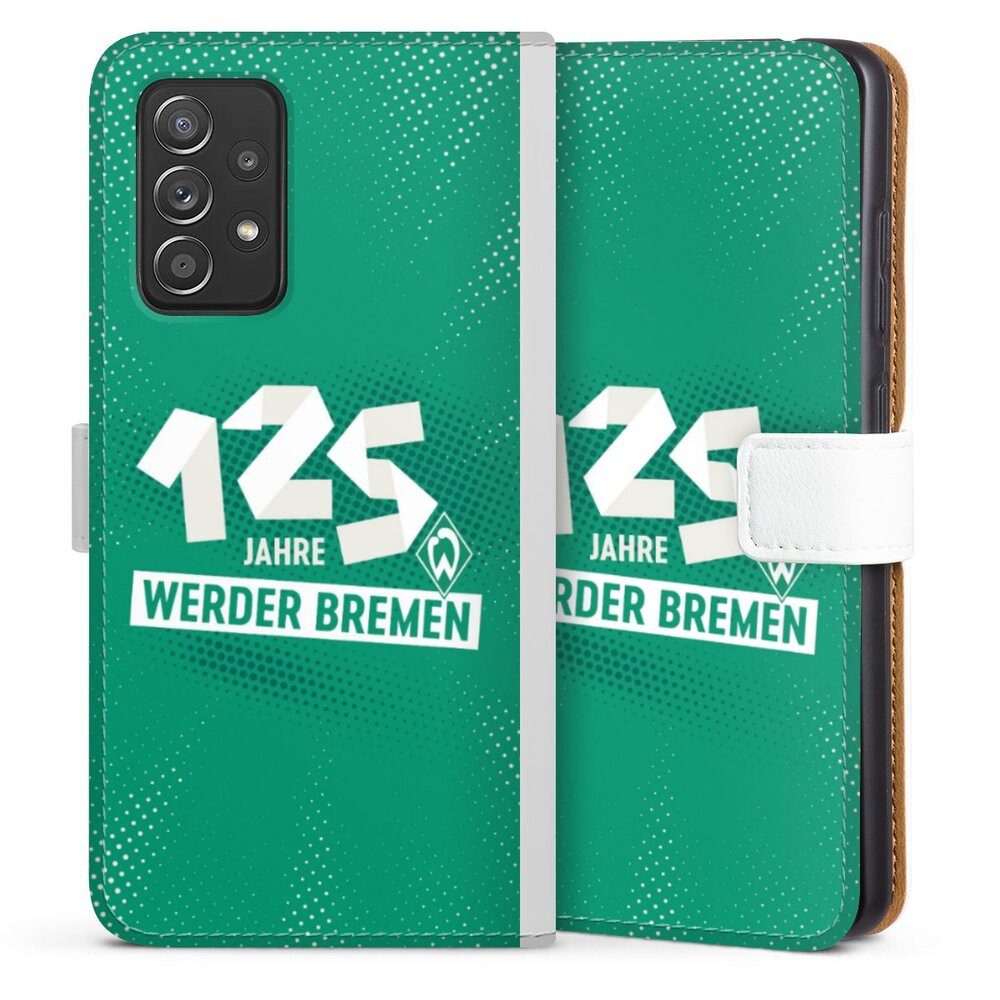 DeinDesign Handyhülle 125 Jahre Werder Bremen Offizielles Lizenzprodukt, Samsung Galaxy A52 Hülle Handy Flip Case Wallet Cover