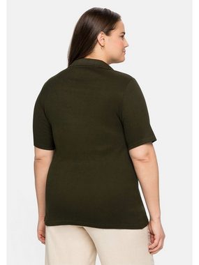 Sheego T-Shirt Große Größen mit Polokragen, leicht tailliert