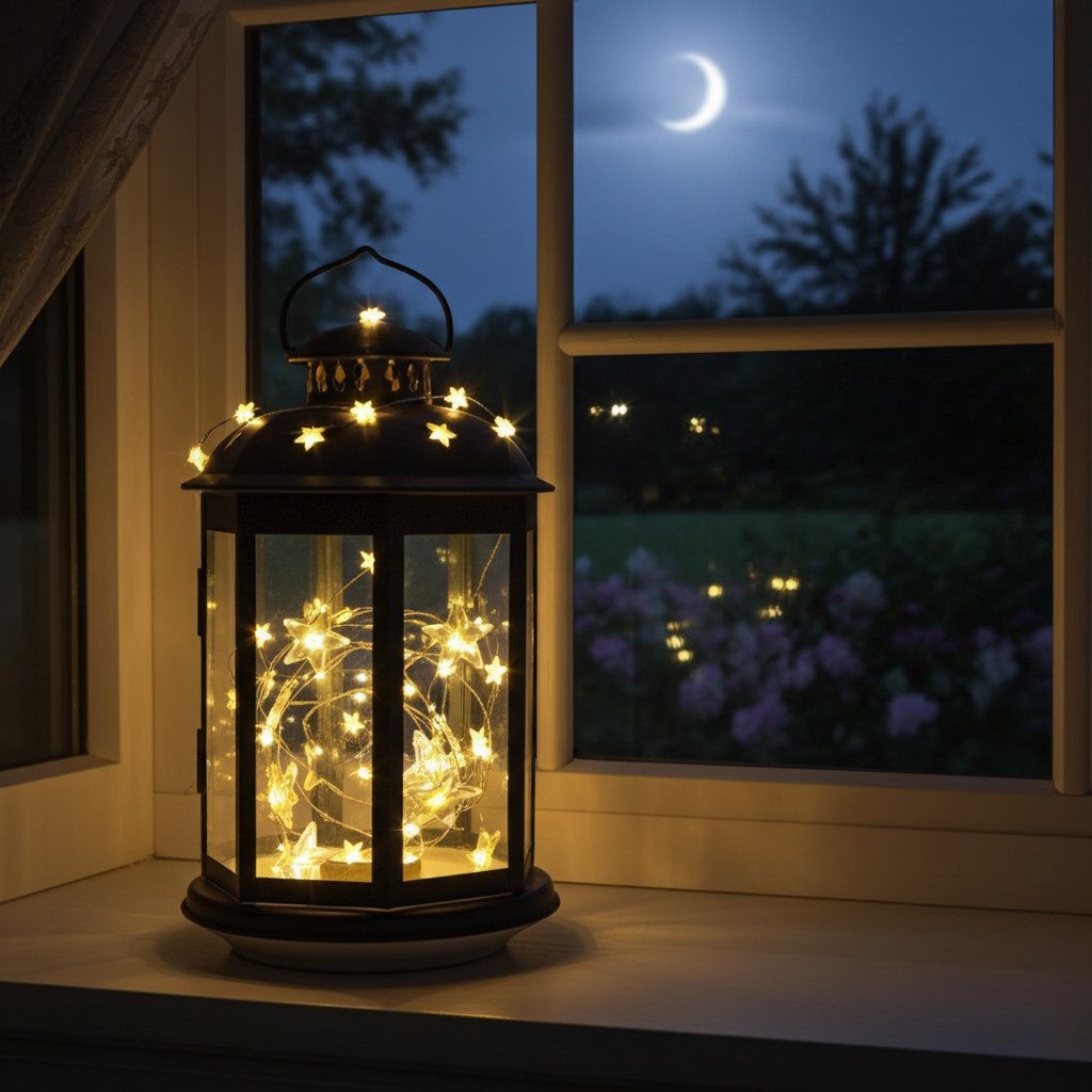 shop'n smile ideoon LED-Lichterkette LED Sternen-Lichterkette, 4,2m Warmweiß mit 40 transparenten Sternen, 40 transparente Deko-Sternen im Abstand von 10cm/Batteriebetrieb