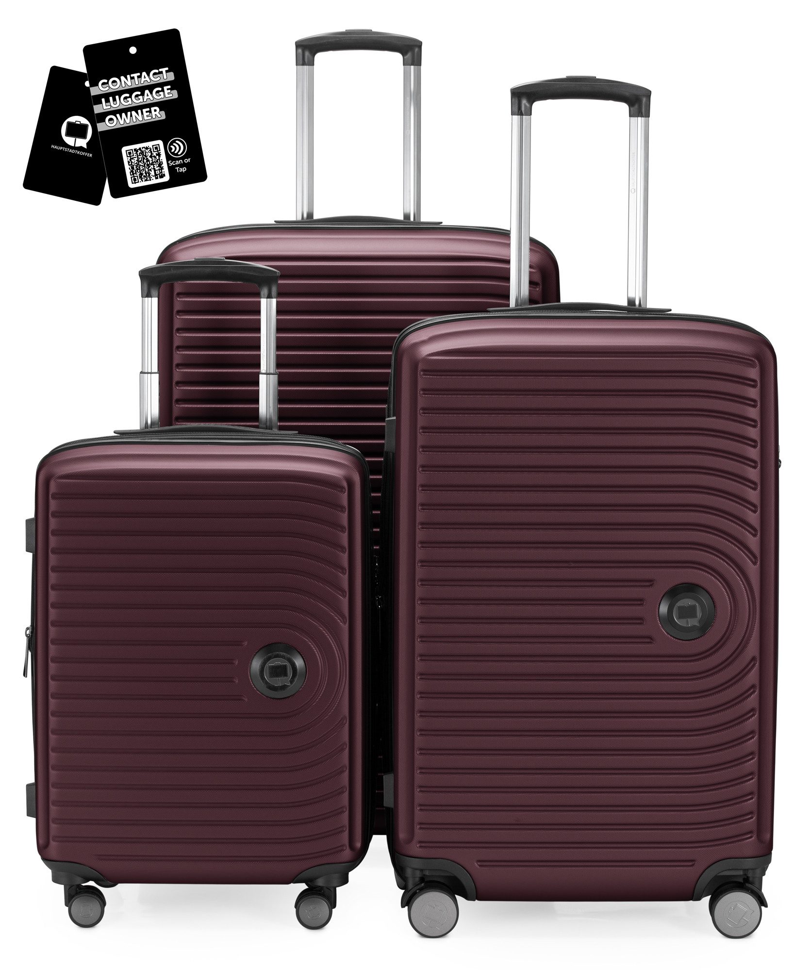 Hauptstadtkoffer Hartschalen-Trolley Mitte, 4 Rollen, 3er Koffer-Set, ineinander stapelbar, TSA