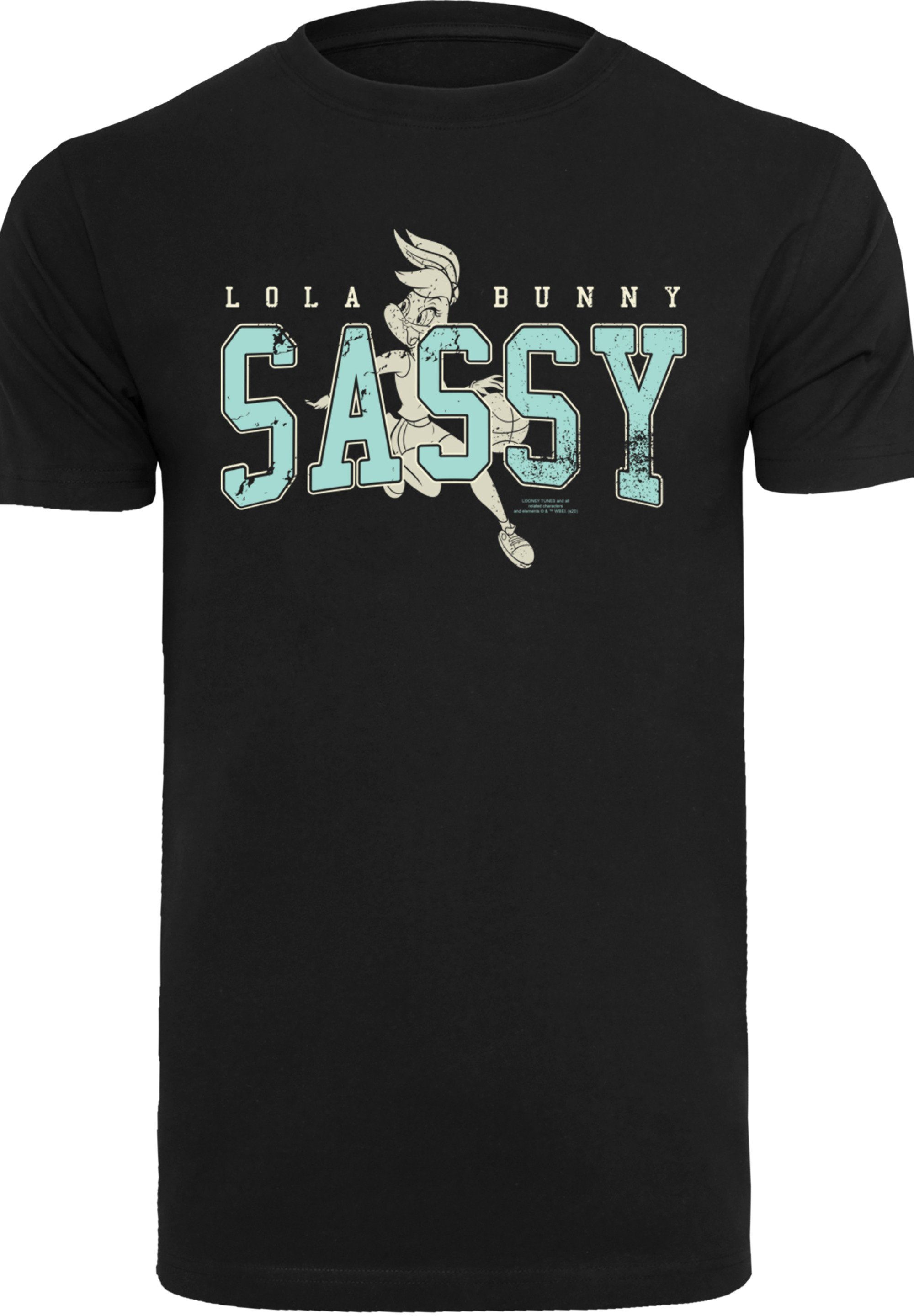 (1-tlg) Neck T-Shirt F4NT4STIC Looney Herren Kurzarmshirt Round with Tunes Bunny black Sassy Lola