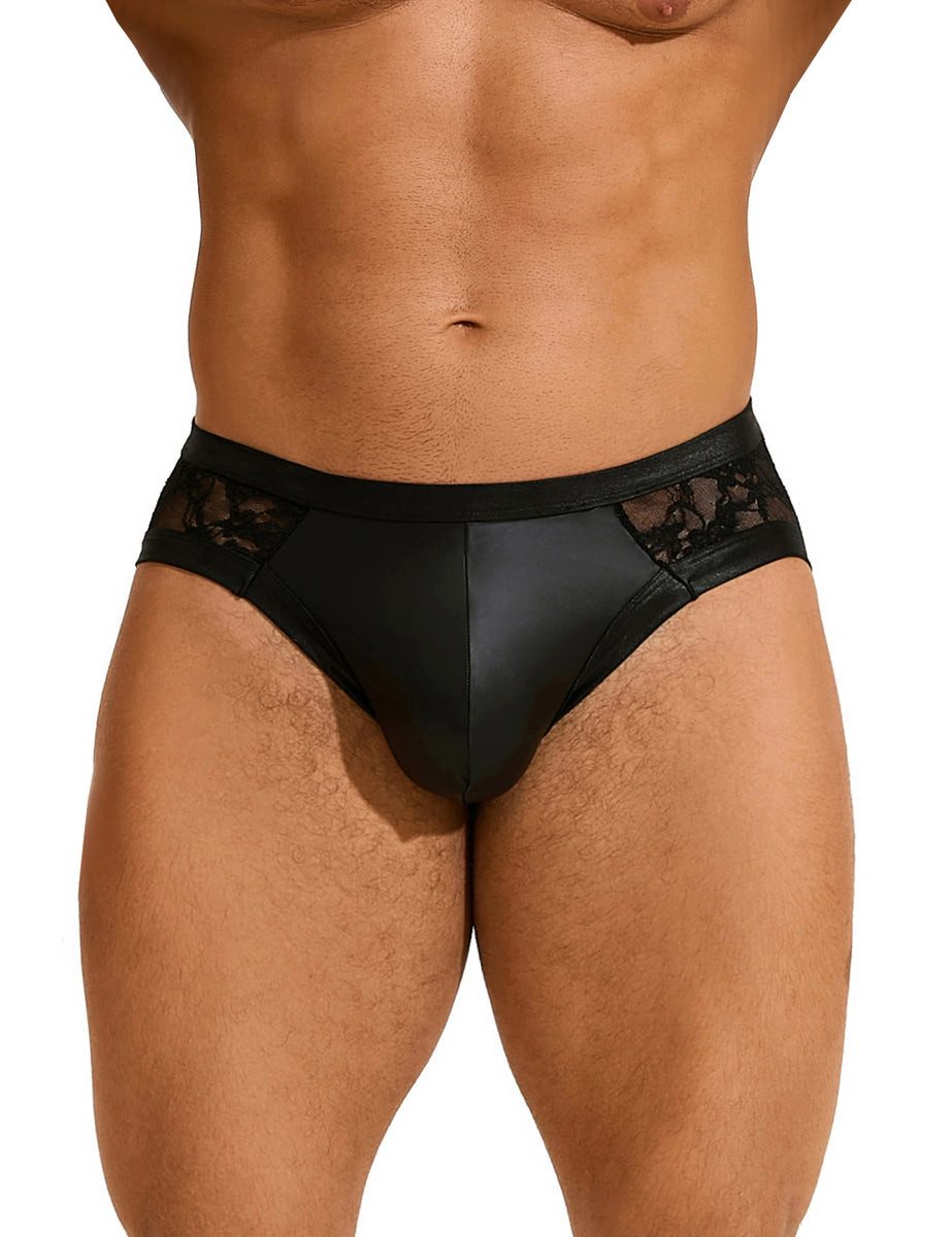 Slip Herren Spitze Wetlook Lack Leder Slip Transparente Unterwäsche M/L/XL