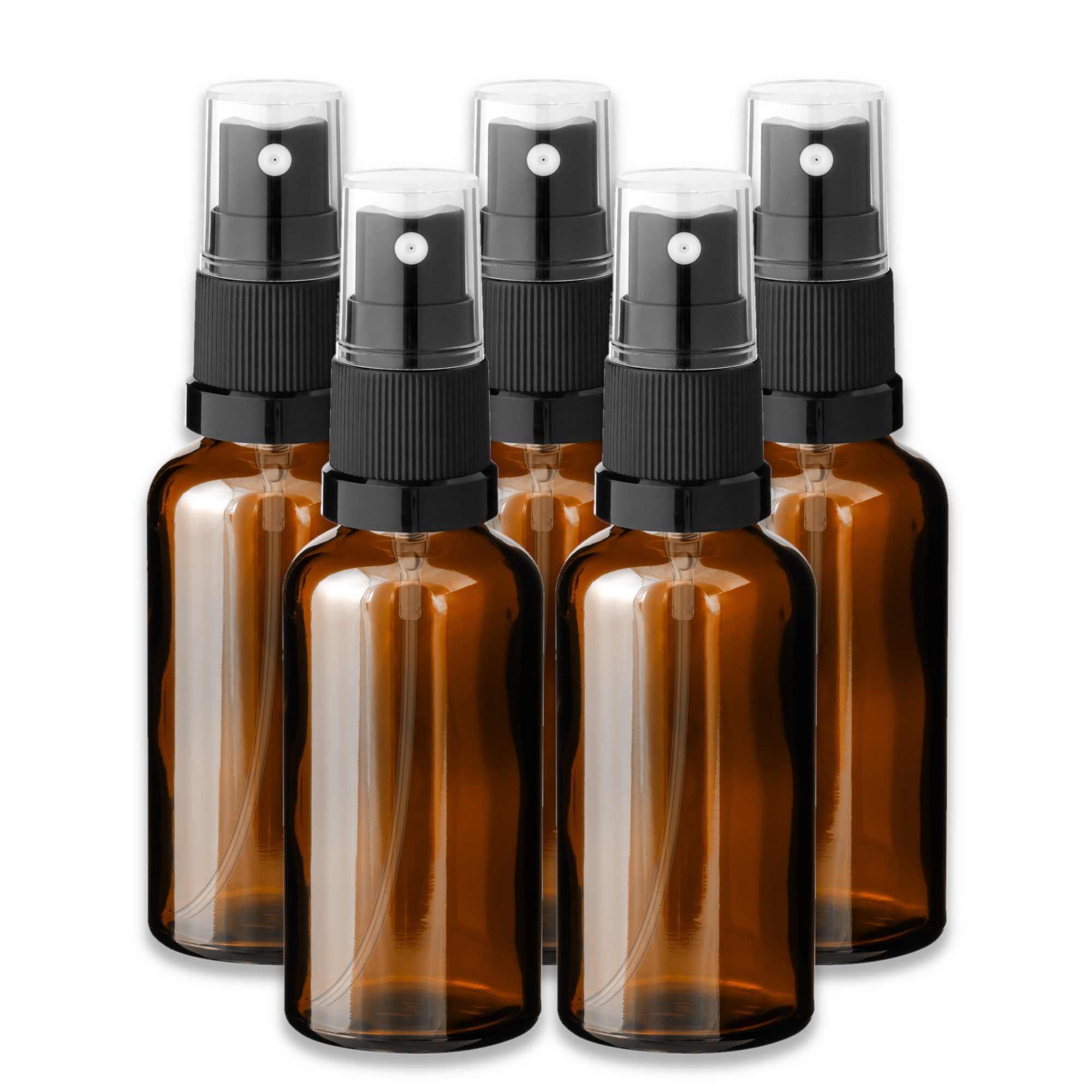 CK Verpackung GmbH Zerstäuberflasche 5x Glasflasche Braun mit Zerstäuber 50 ml (Set), Zerstäuber
