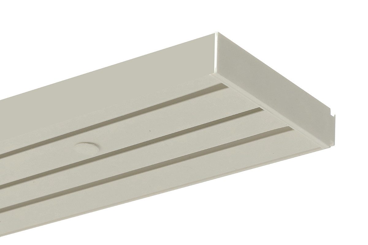 Gardineum Gardinenschiene 3lfg. Kunststoffschienen mit Zubehör, ab 2 m mittig geteilt