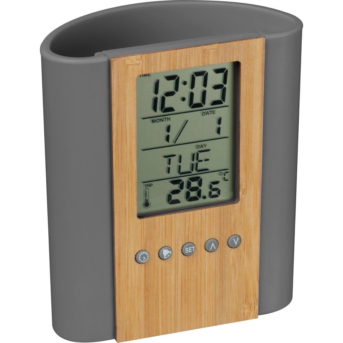 Macma Organizer Stifteköcher mit Uhr, Thermometer, Kalender, Wecker, Timer