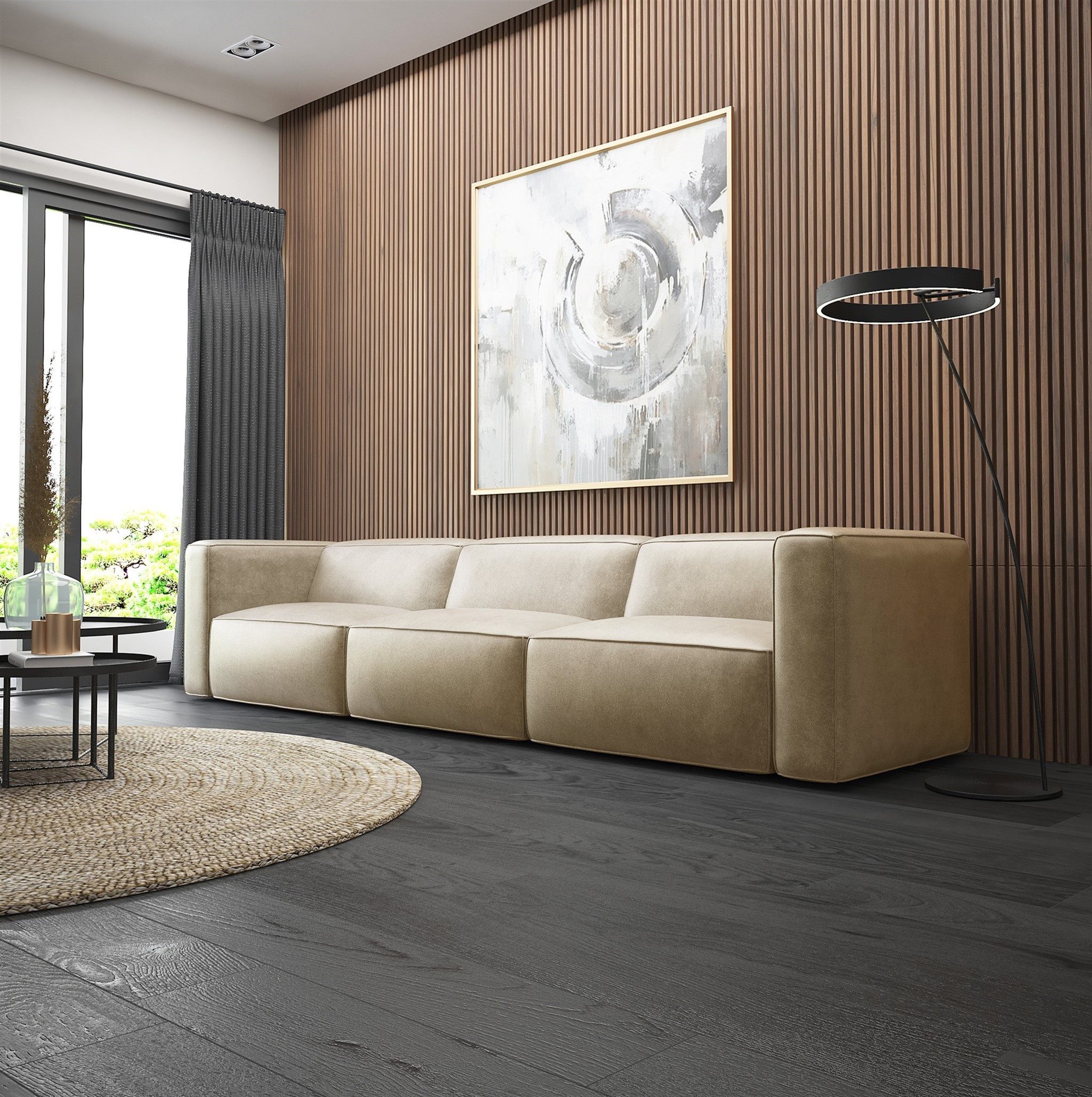 Fun Möbel Sofa Designersofa Bigsofa HELMER 3-Sitzer in Stoff Pola, Rundumbezug