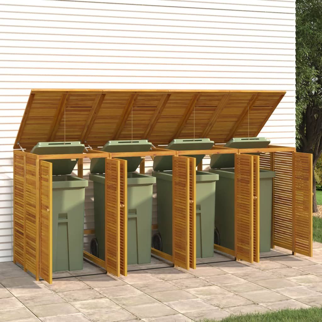 Thumbnail - vidaXL Mülltonnenbox Mülltonnenbox für 4 Tonnen 280x89x117cm Massivholz Akazie Mülltonnen V