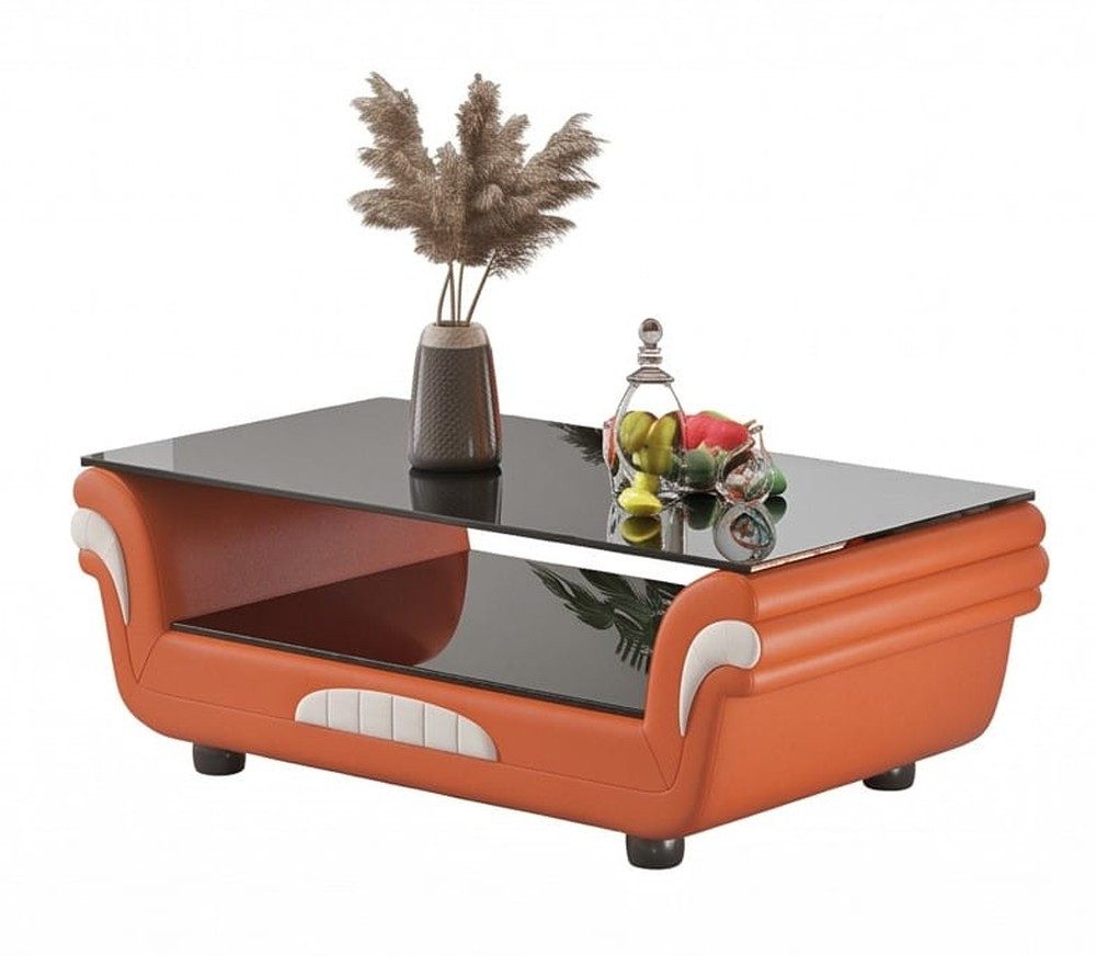 Xlmoebel Stehtisch Moderner Couchtisch in Orange und Weiß mit Glasplatte für das, Made in Europa