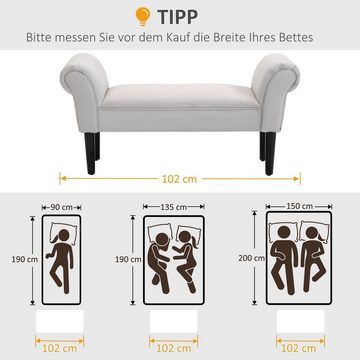 HOMCOM Polsterbank Sitzbank (Set, 1-St., Sitzottomane), Sitzbank für Schlafzimmer Bettbank MDF Schaumstoff Grau