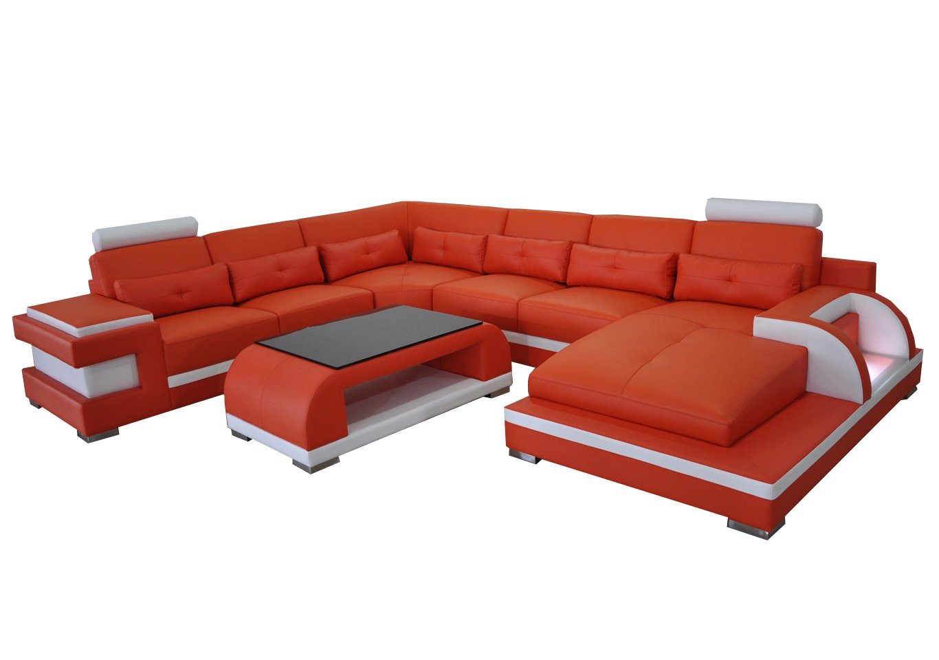 sofas Couch Luxus Polster Eck JVmoebel Landschaft Sofa Möbel Ecksofa, Leder Sitz Wohn