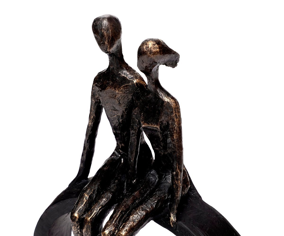 Polyresin Dekofigur Skulptur auf Paar sitzend Freundschaft Deko bronzefarbend aus Statue Brillibrum Figur Love Bronze Ring Liebespaar schwarzem Design