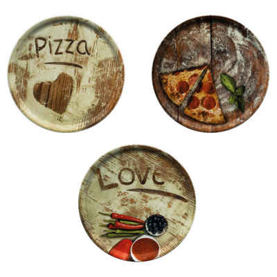 MamboCat Pizzateller 3er Set Pizzateller Oliven-, Salami- & Lieblingspizza Ø 31cm Platte