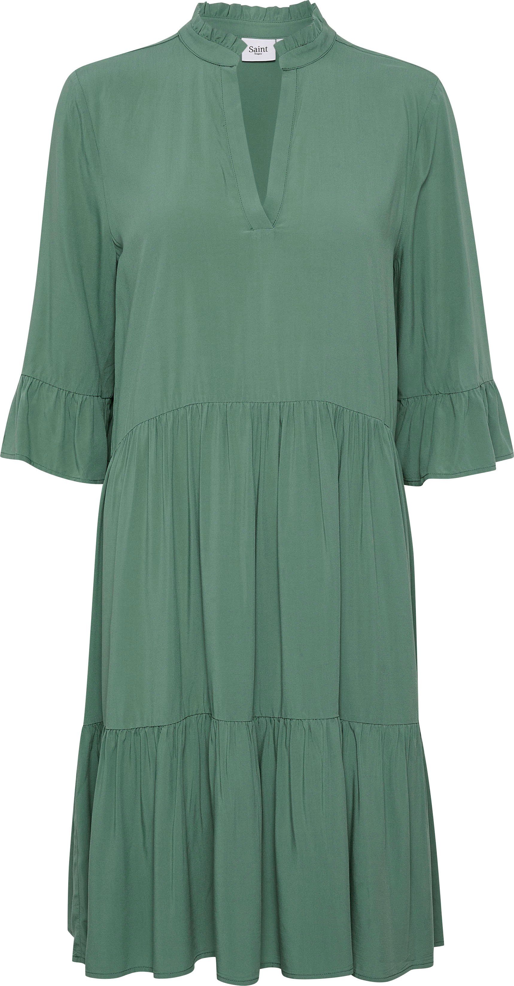 Saint Tropez Sommerkleid EdaSZ Sagebrush Green Volant mit Ärmel Dress und 3/4