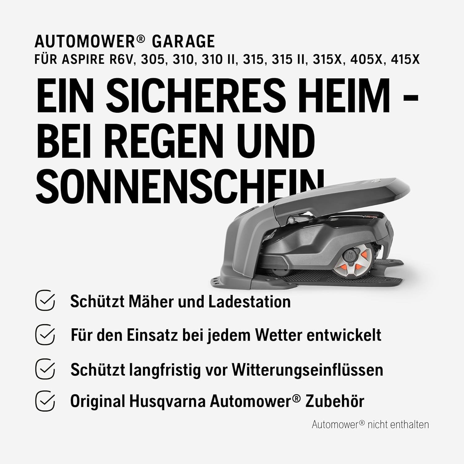 Husqvarna Mähroboter-Garage Automower Garage 300/405, BxTxH: 39.00x59.00x72.00 cm, Klappbares Dach, wetterfest, für 300 Serie & 405X/415X