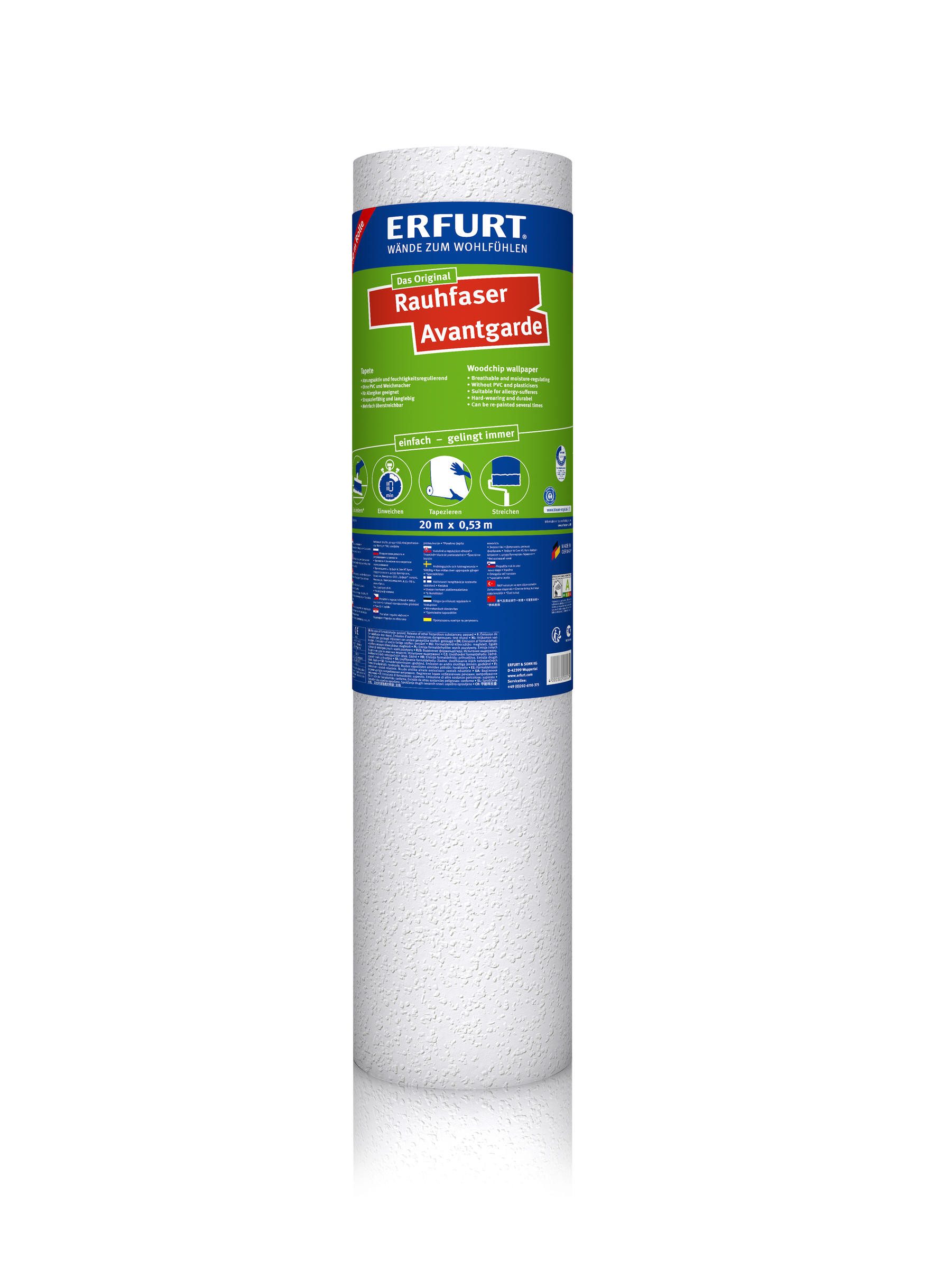 ERFURT Papiertapete Rauhfaser AVANTGARDE, 20 m x 0,53 m - 6 Rollen günstig online kaufen