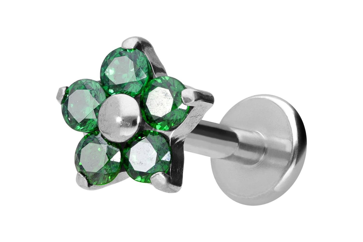 Piercing-Set Titan Labret mit Innengewinde KRISTALLBLUME