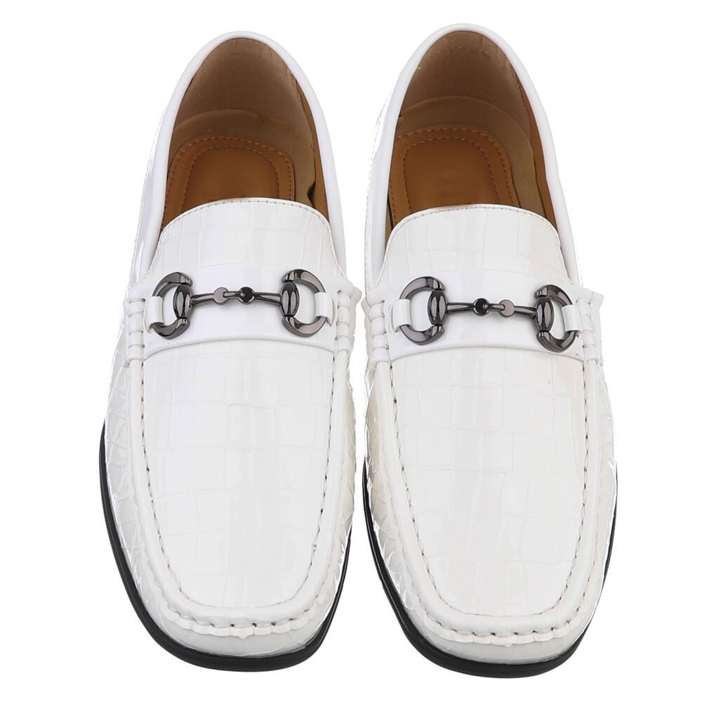Coolwalk Eleganter Mokassin mit Kroko-Prägung für Herren Slipper (90112431) Flach Slipper in Weiß – Bild 4 von 5