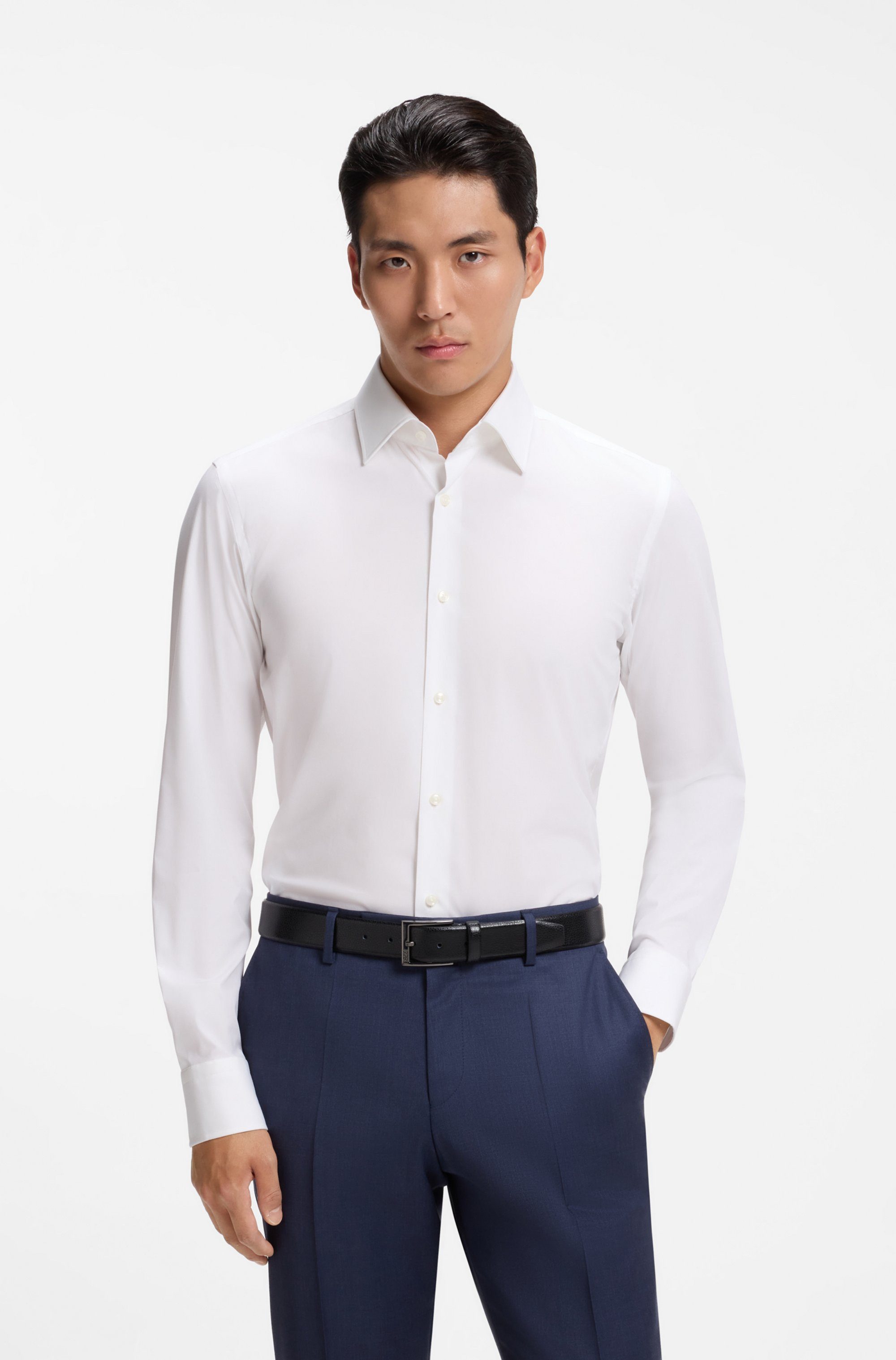 BOSS Businesshemd Hank Kentkragen, Slim-Fit, bügelleichte Qualität