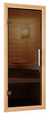 Karibu Sauna »Nanna«, BxTxH: 151 x 151 x 198 cm, 68 mm, (Set) 3,6-kW-Bio-Plug & Play Ofen mit externer Steuerung
