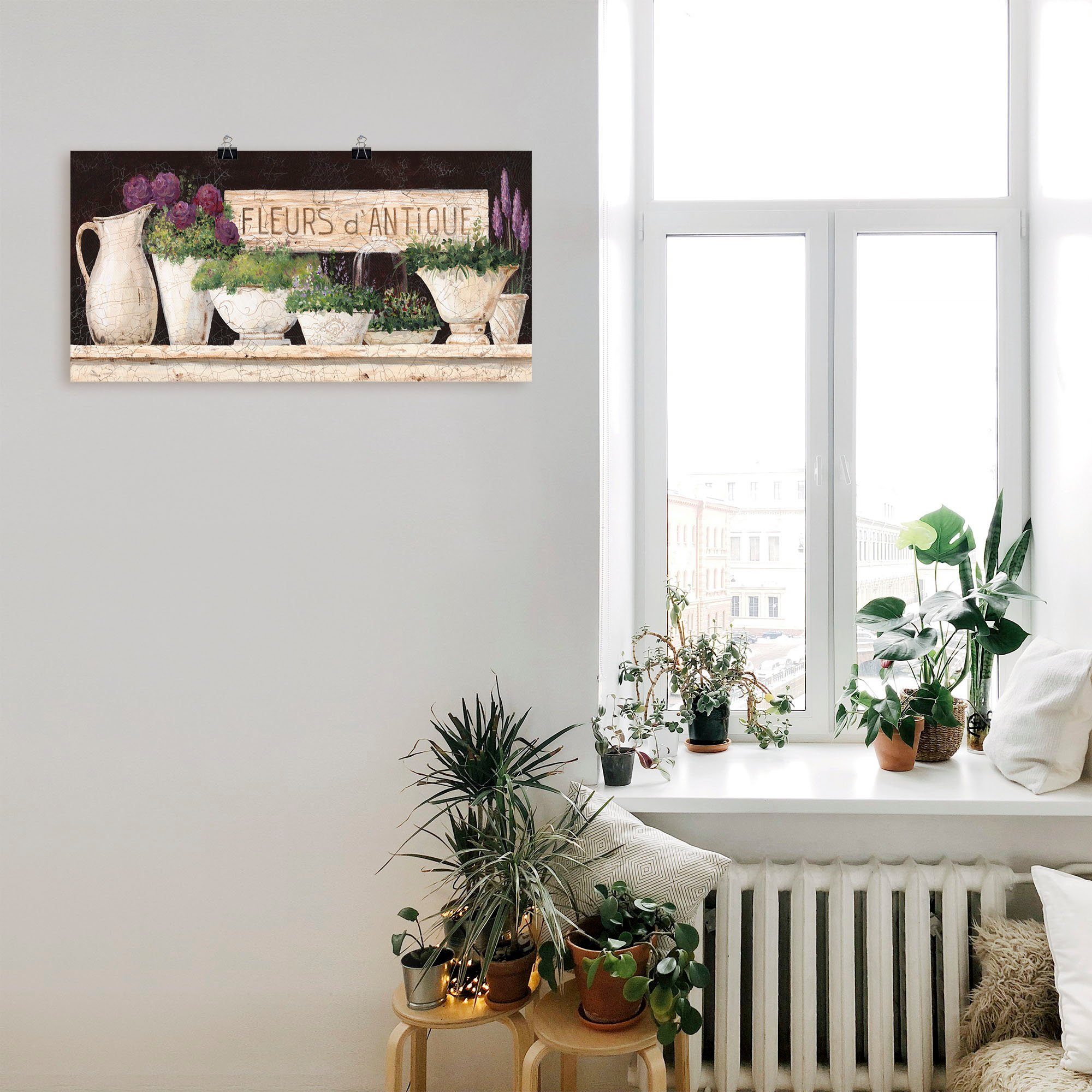 Artland Wandbild Antike Blumen, Vasen & Töpfe (1 St), als Alubild, Leinwandbild, Poster in verschied. Größen