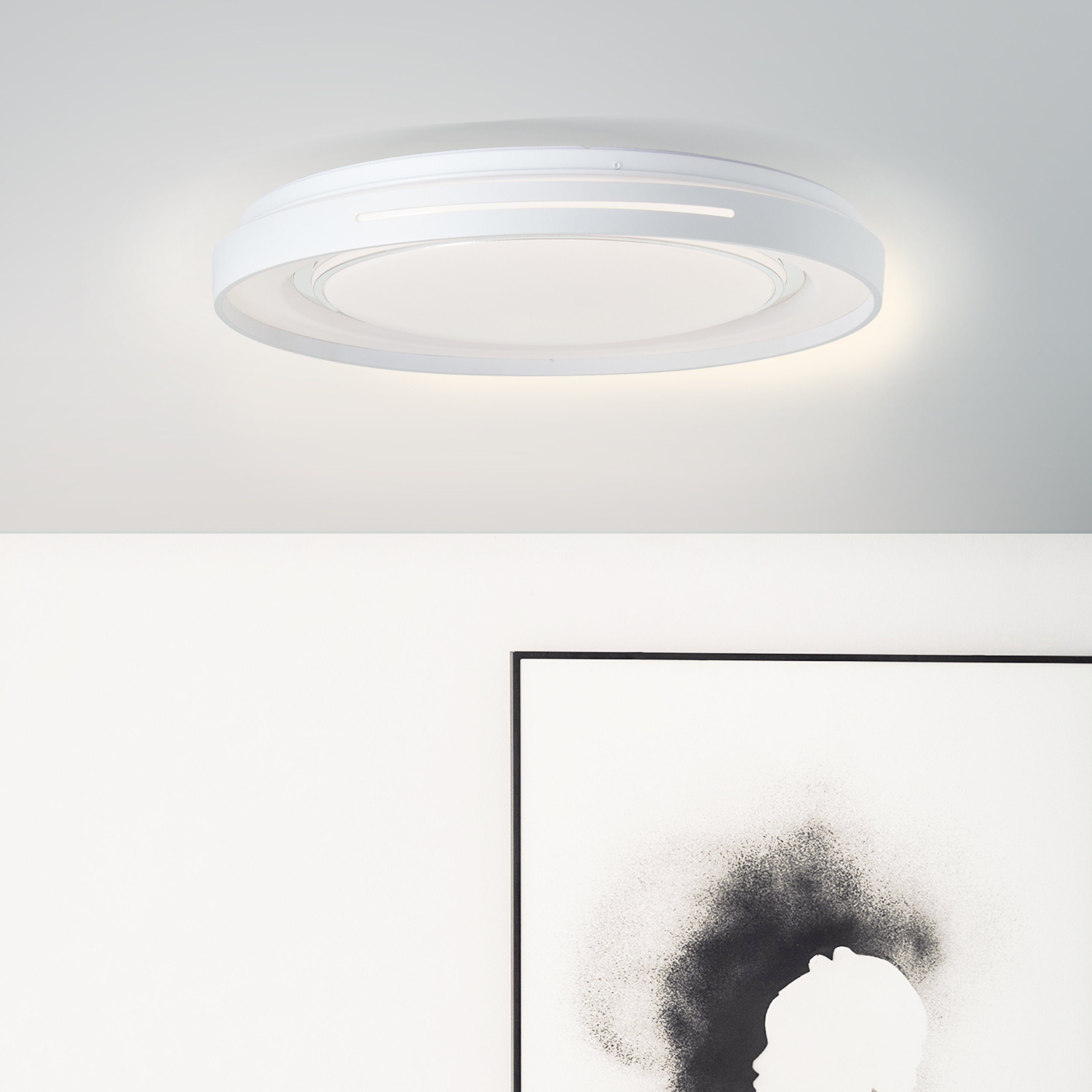 Brilliant weiß/chrom, Metall/Kunststoff Barty, Barty 48cm Deckenleuchte Wand- und LED Deckenleuchte