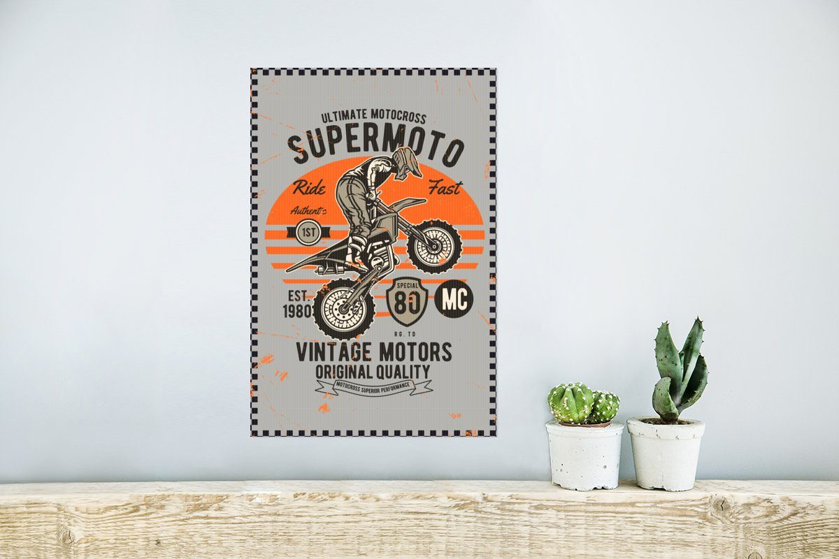 - MuchoWow - Rahmen Motocross Poster Wandposter Wohnzimmer, Wandbild, für - St), Retro, Ohne Mancave (1 Poster, Motor
