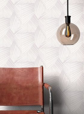 Newroom Vliestapete, Taupe Grafiktapete Grafik Leicht Glänzend - Grau Beige Glamour Modern Dreiecke Muster für Büro Diele/Flur Schlafen