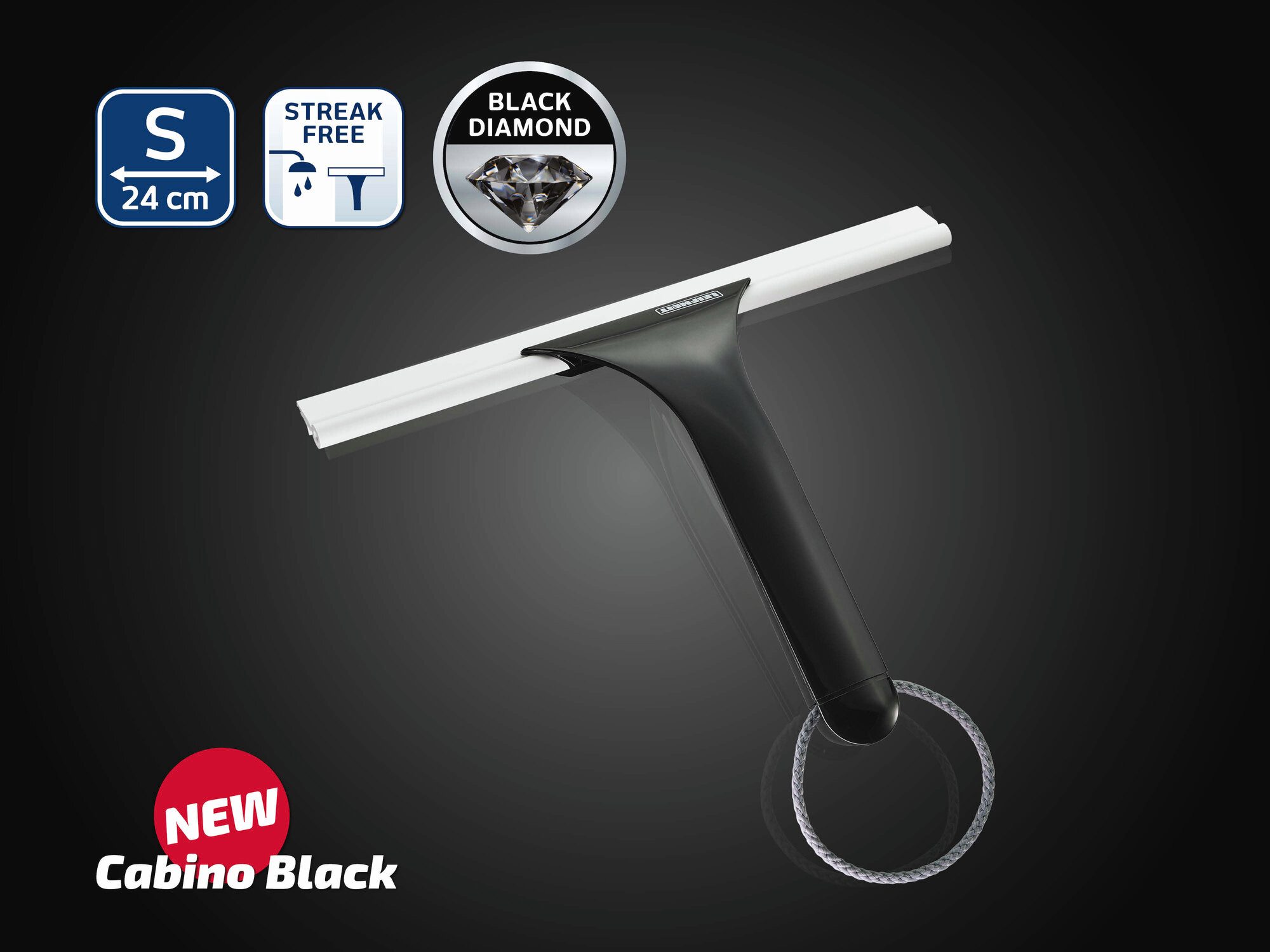 Leifheit Duschabzieher Duschabzieher Cabino Black, (1-St), helle Gummilippe günstig online kaufen