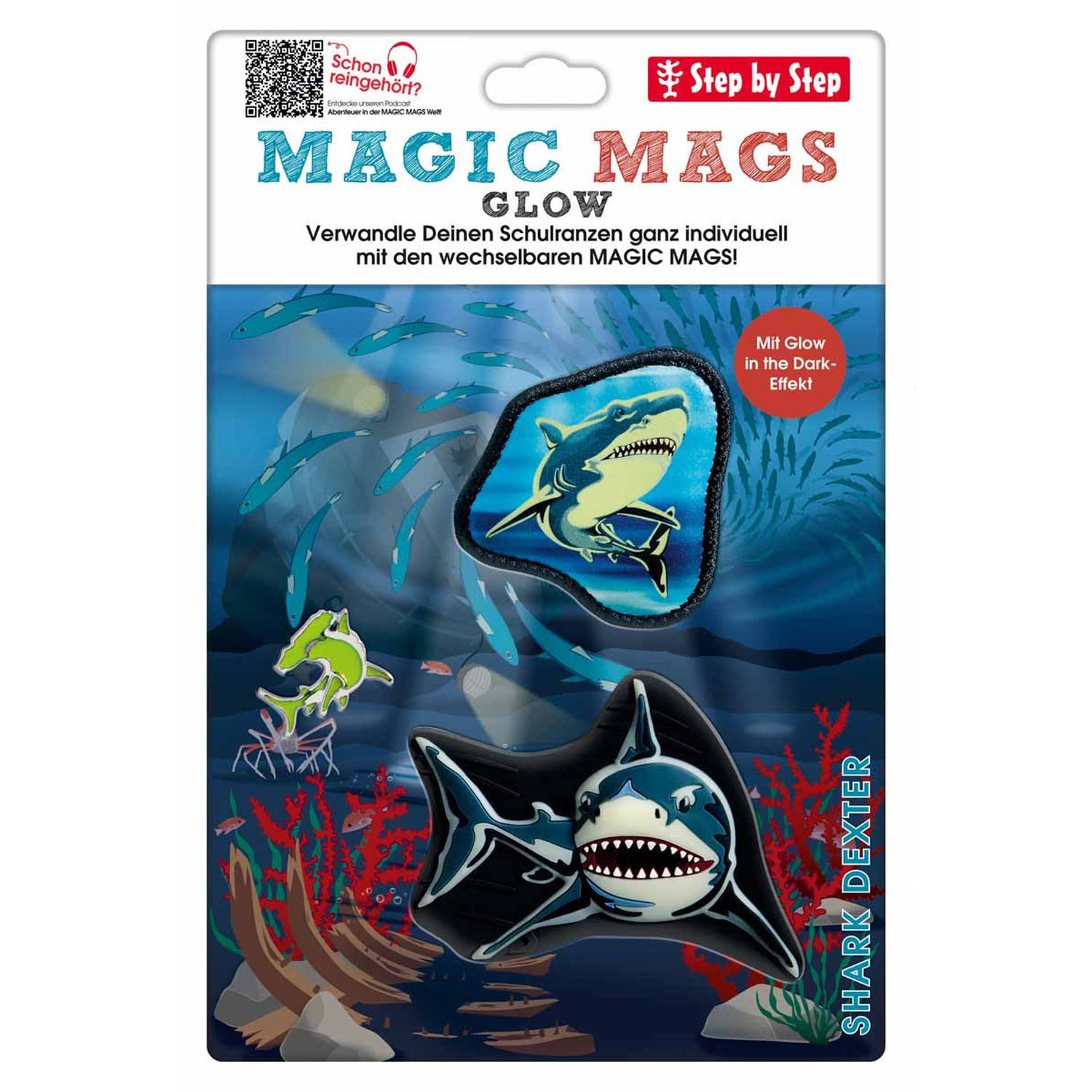 Step by Step Schulranzen-Patch MAGIC MAGS GLOW Shark Dexter, Polyester