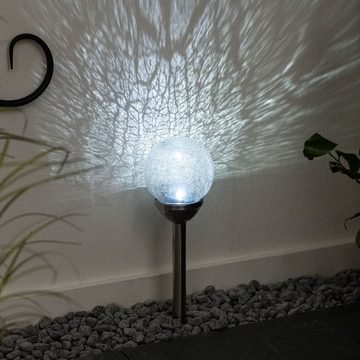 etc-shop LED Gartenleuchte, LED-Leuchtmittel fest verbaut, Neutralweiß, Solar Kugel Steckleuchte Glas Gartendeko Solarlampen Glaskugel