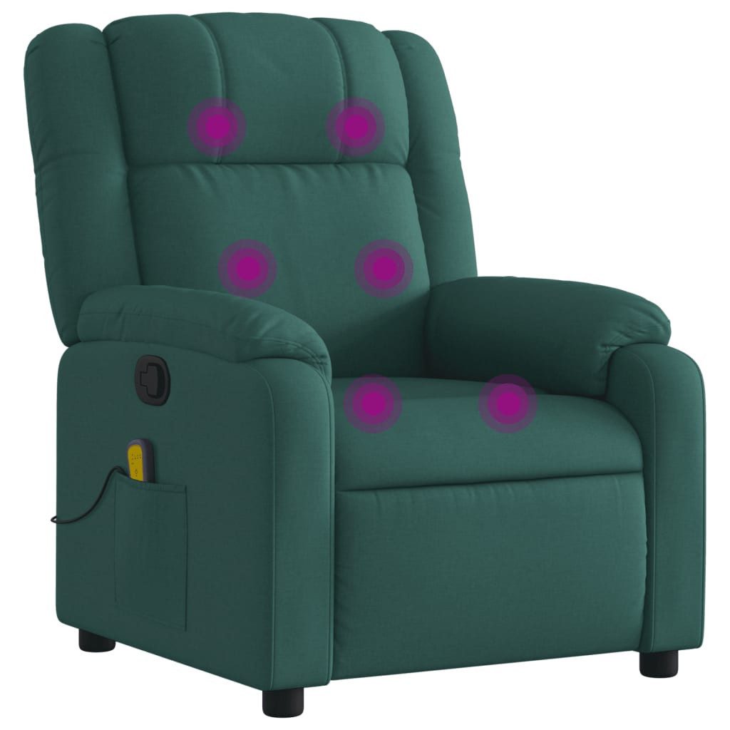 vidaXL Massagesessel, Relaxsessel Dunkelgrün Stoff
