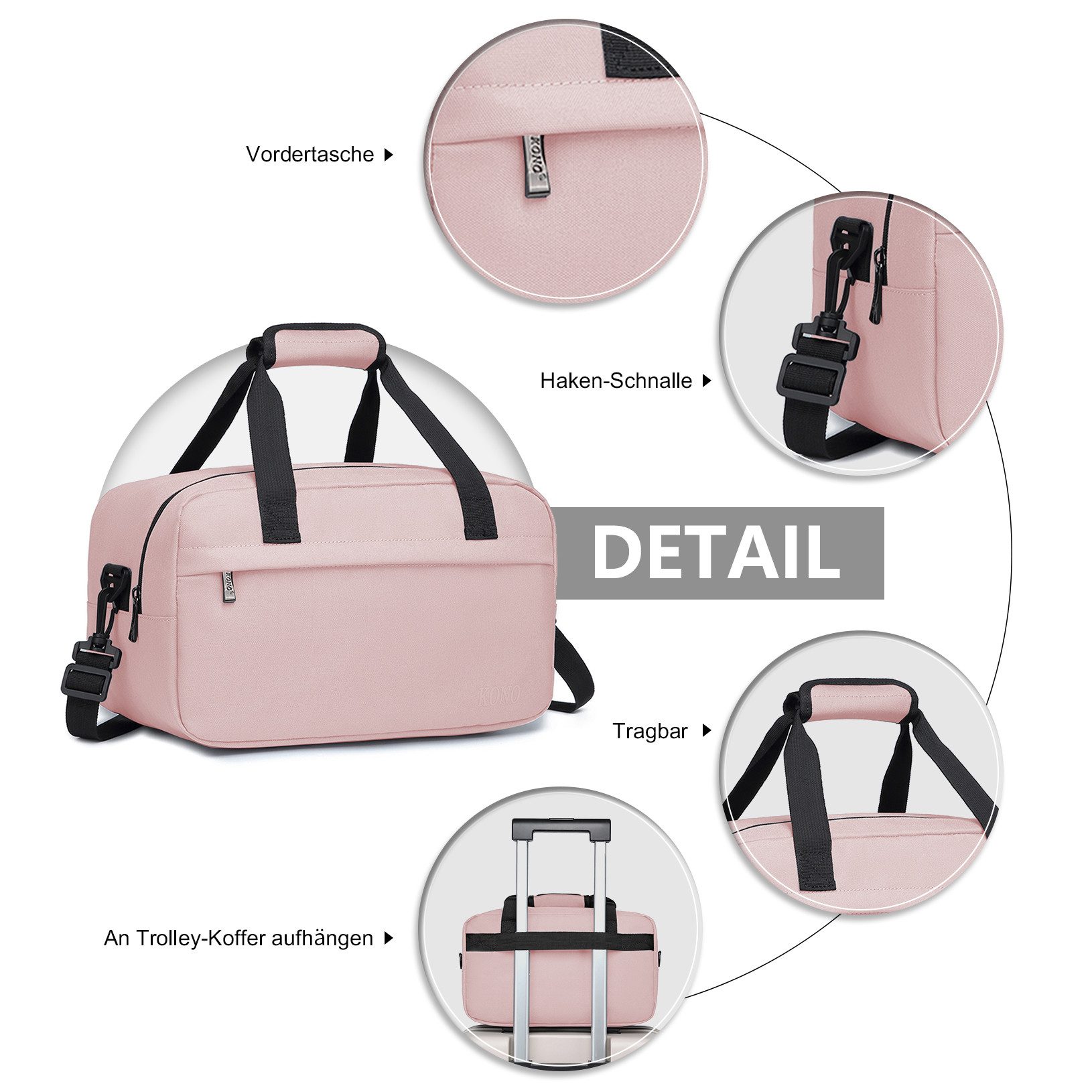 KONO Reisetasche Handgepäck Tasche Unisex Gym Henkeltasche Weekender