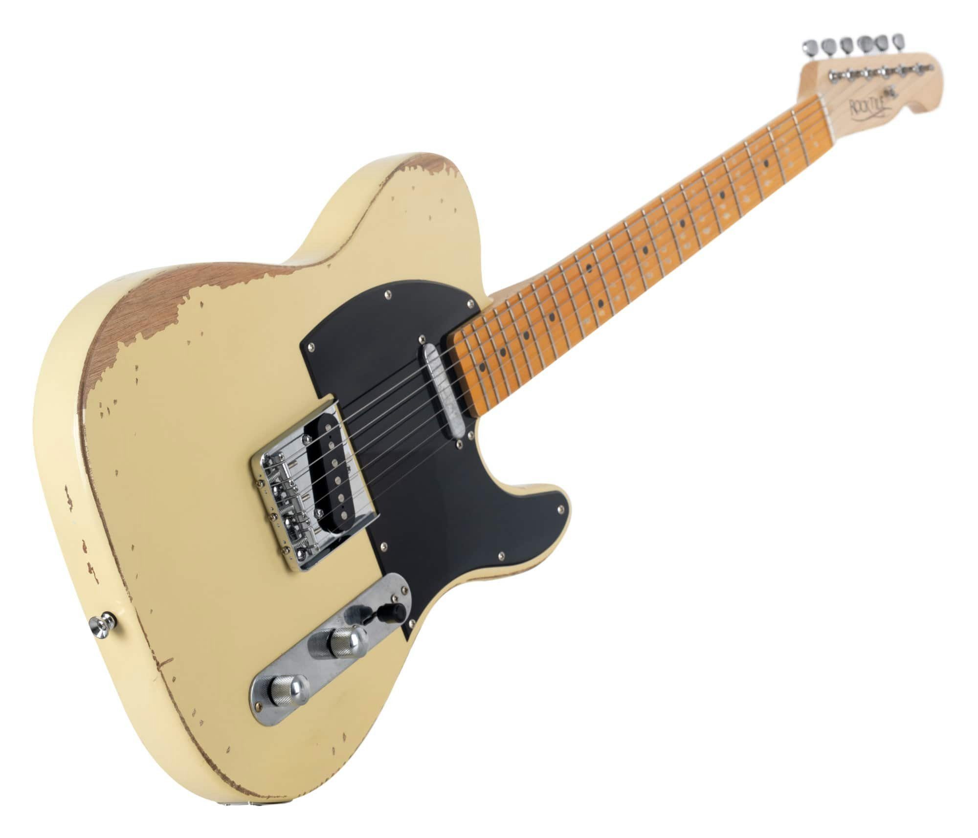 Rocktile E-Gitarre Vinstage TL-HMWM Vintage White - Relic-Gitarre in Aged-Style, 2x Single Coil Pickup