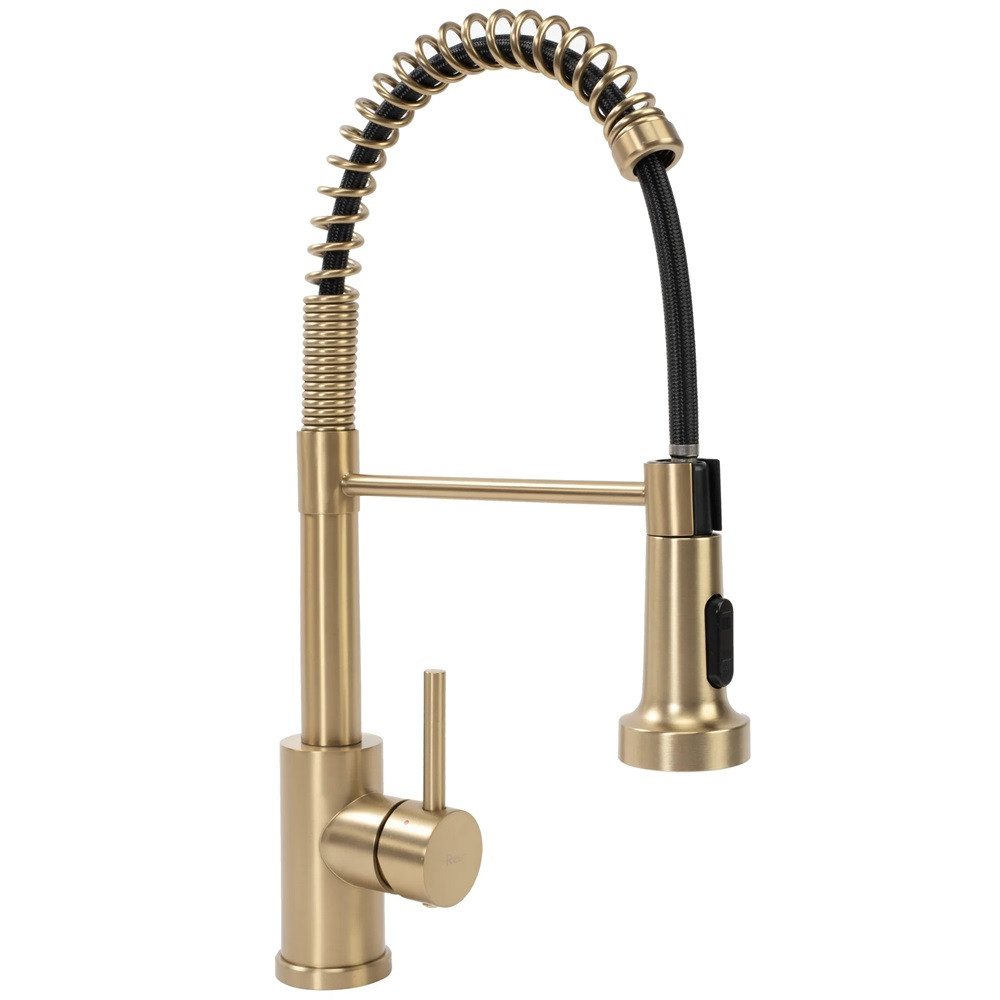 wohnwerk.idee Küchenarmatur Wasserhahn Küche ausziehbar Gold Matt Gebürstet Kupfer Schwarz Chrom