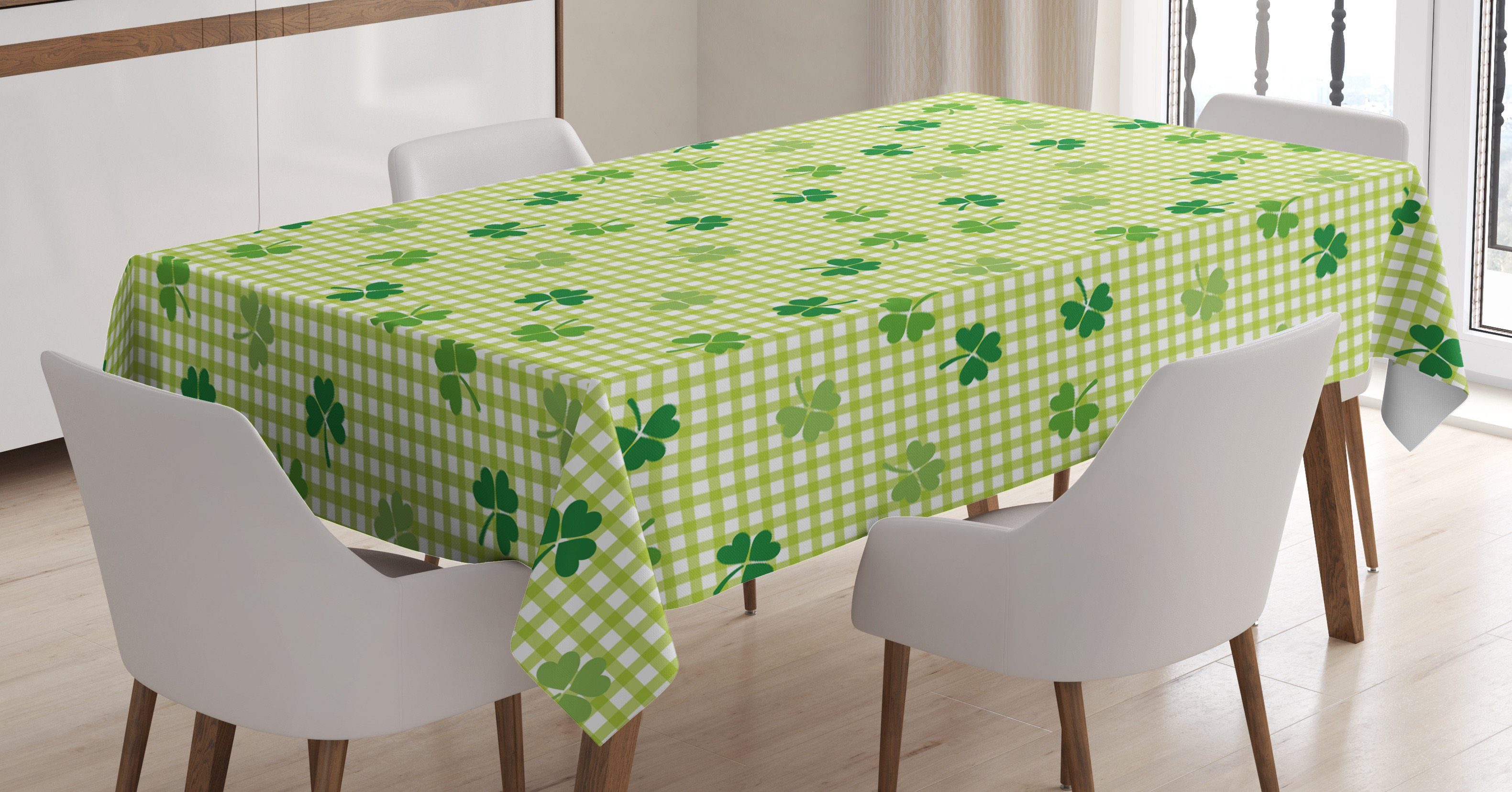 Abakuhaus Tischdecke Farbfest Waschbar Für den Außen Bereich geeignet Klare Farben, Irland Checkered Retro Shamrocks | Tischdecken