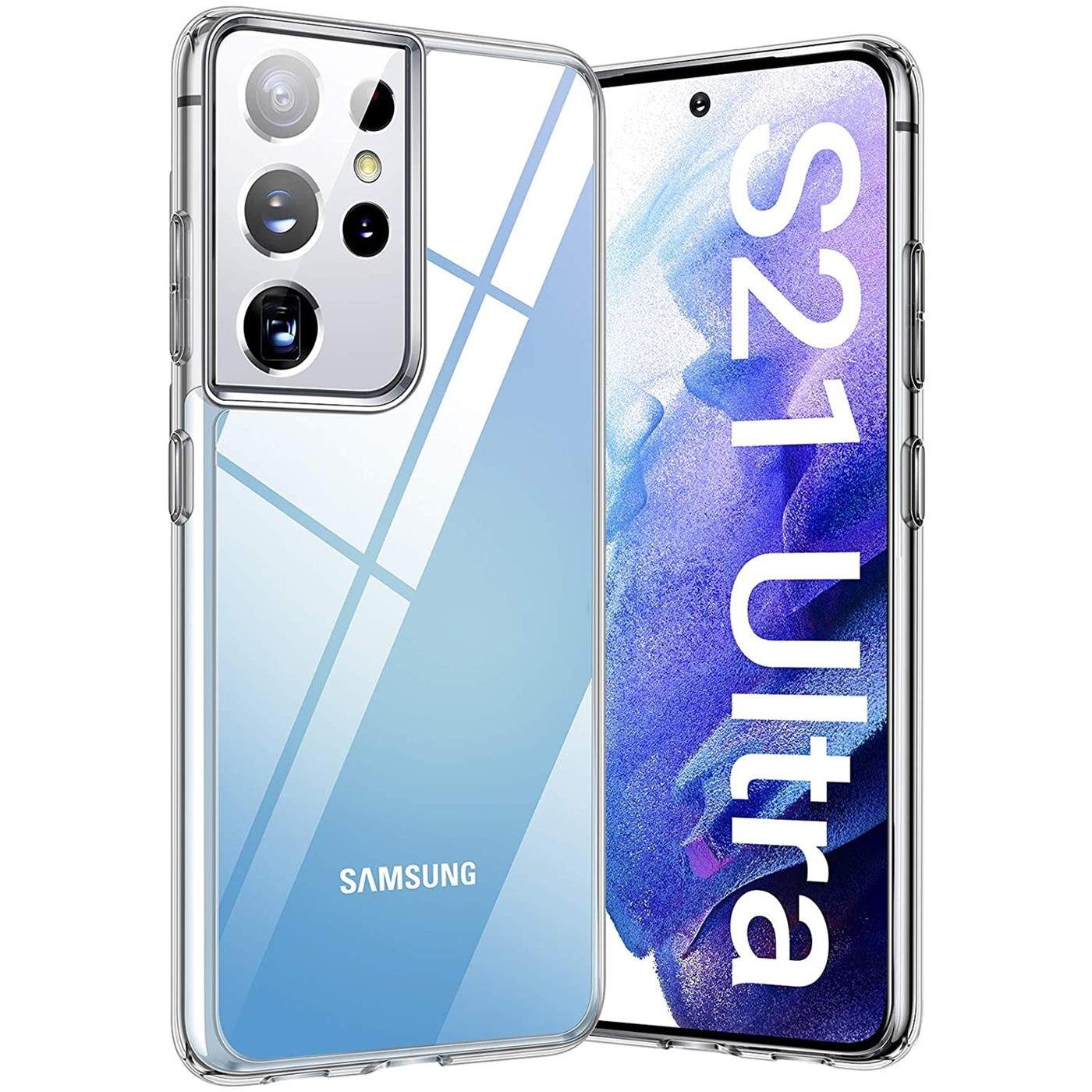 CoolGadget Handyhülle Silikon Handy Hülle Slim für Samsung Galaxy S21 Ultra 6,8 Zoll, dünne TPU Schutzhülle Case in transparent / durchsichtig