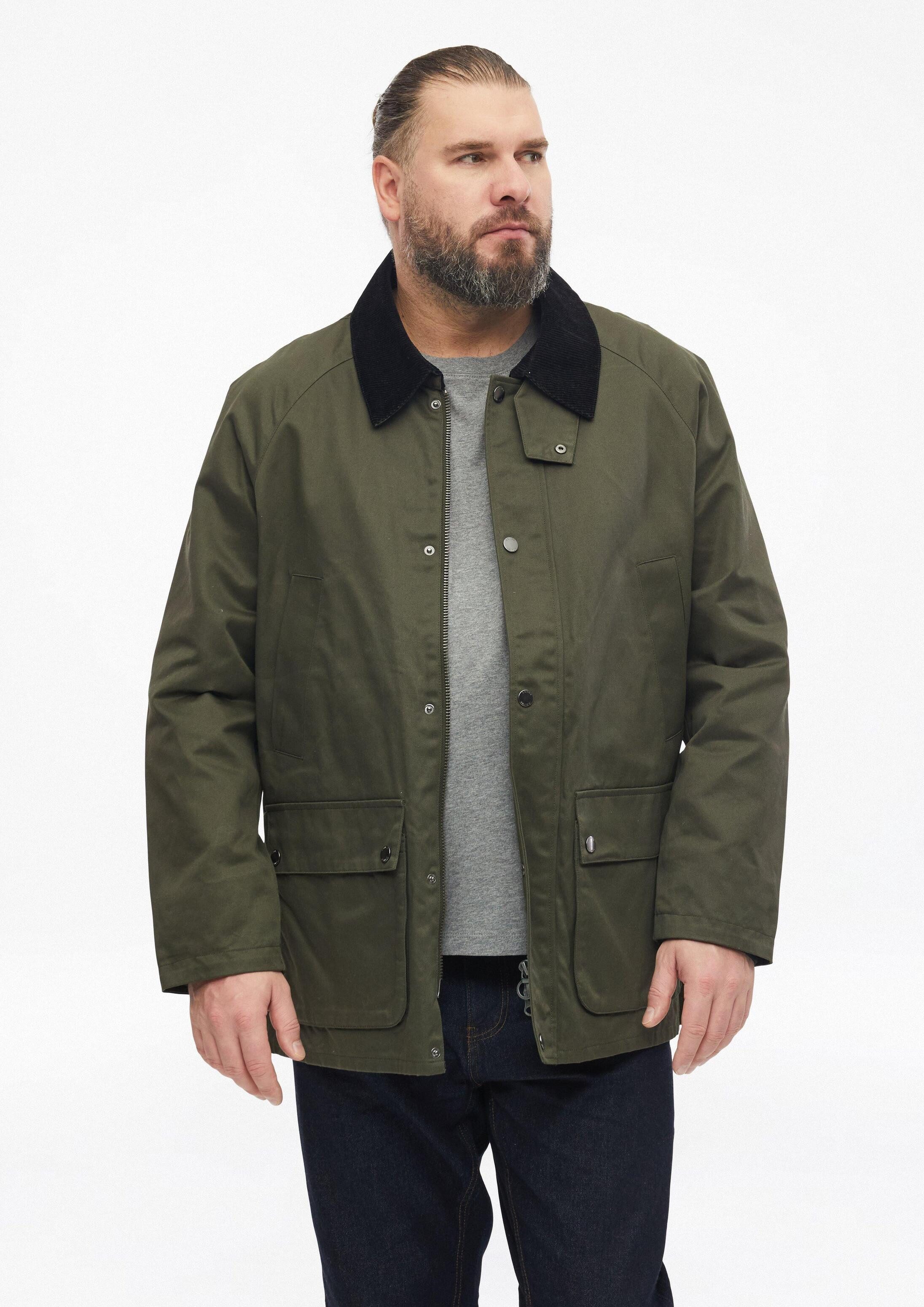s.Oliver Funktionsjacke Outdoor-Jacke Gewachste Baumwoll-Jacke mit Cord-Kragen