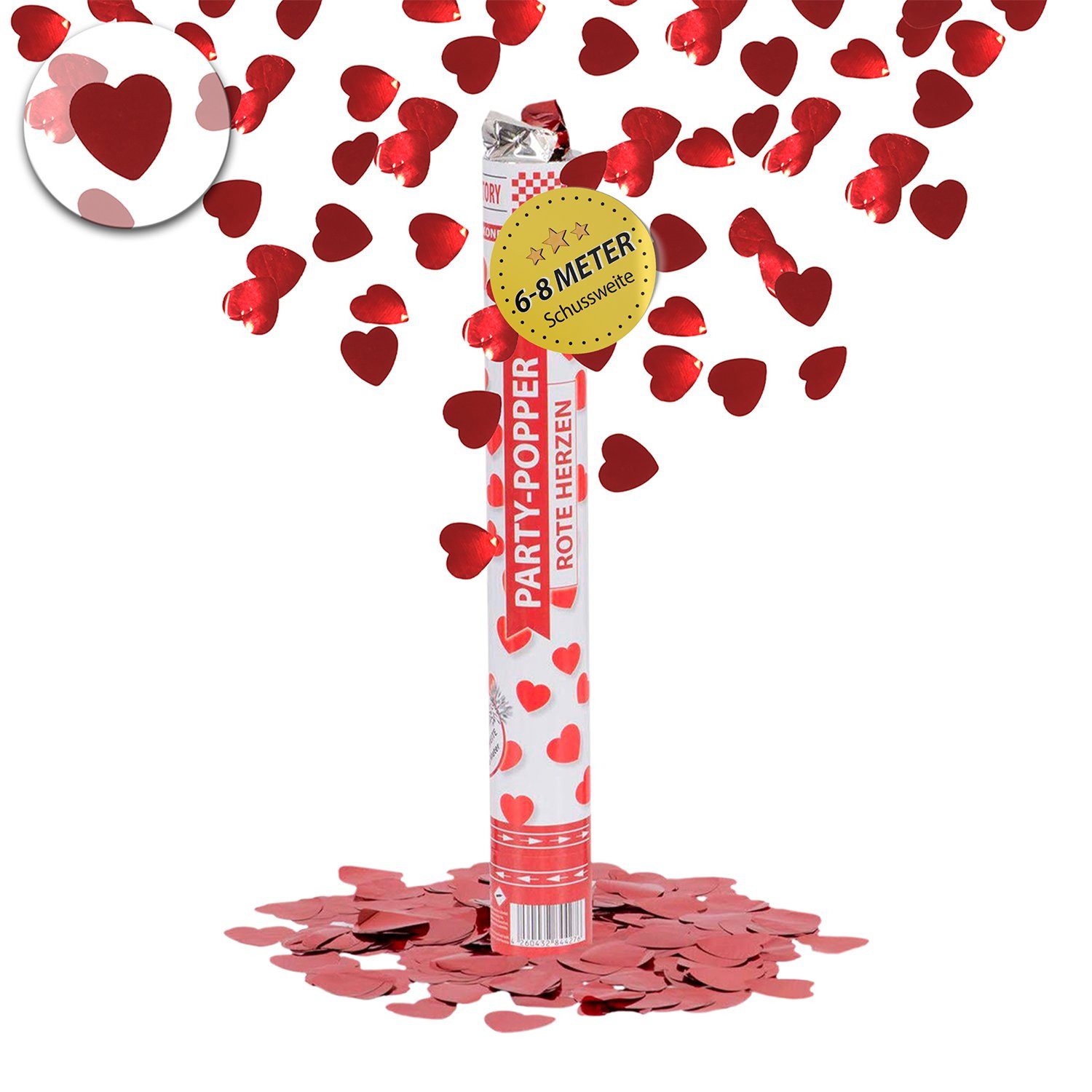 Party Factory Konfetti Party Popper 40cm Rote Herzen Konfetti Deko Valentinstag Liebe