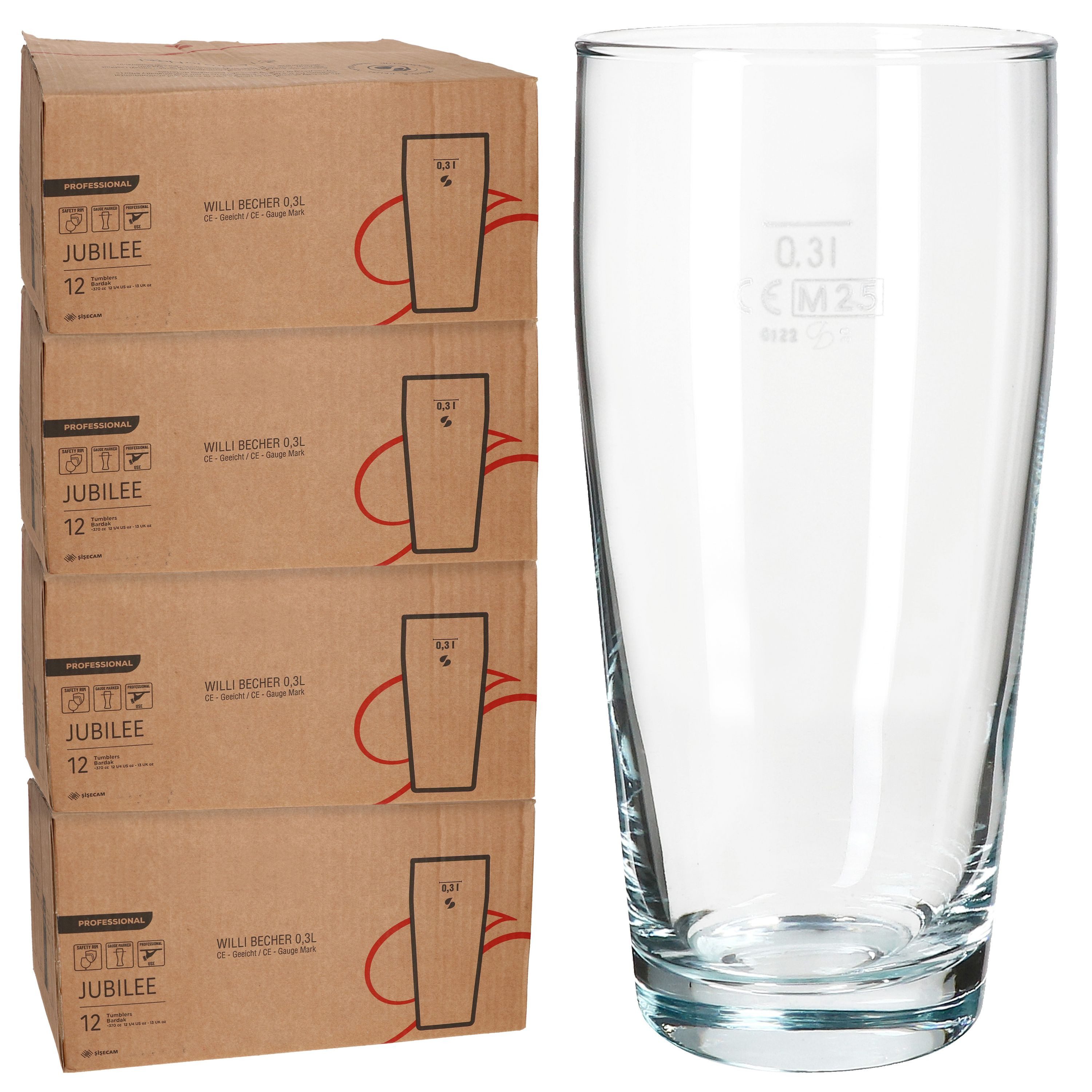 MamboCat Bierglas MamboCat 48er Set Willibecher 0,3 L geeicht Bierglas Trinkglas Drinks, Glas