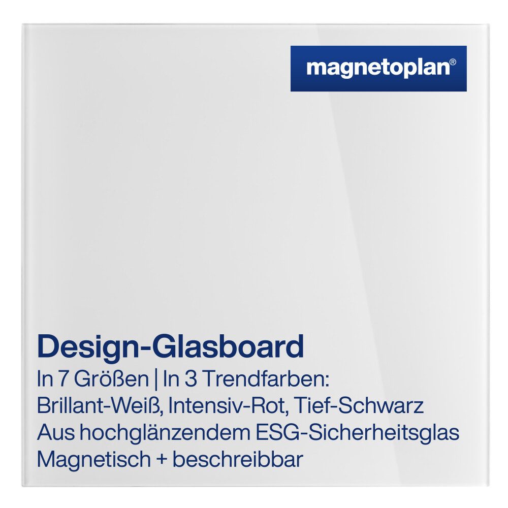Anzeigetafel Glas-Magnettafel 40x40cm - magnetisch/beschreibbar- Weiß