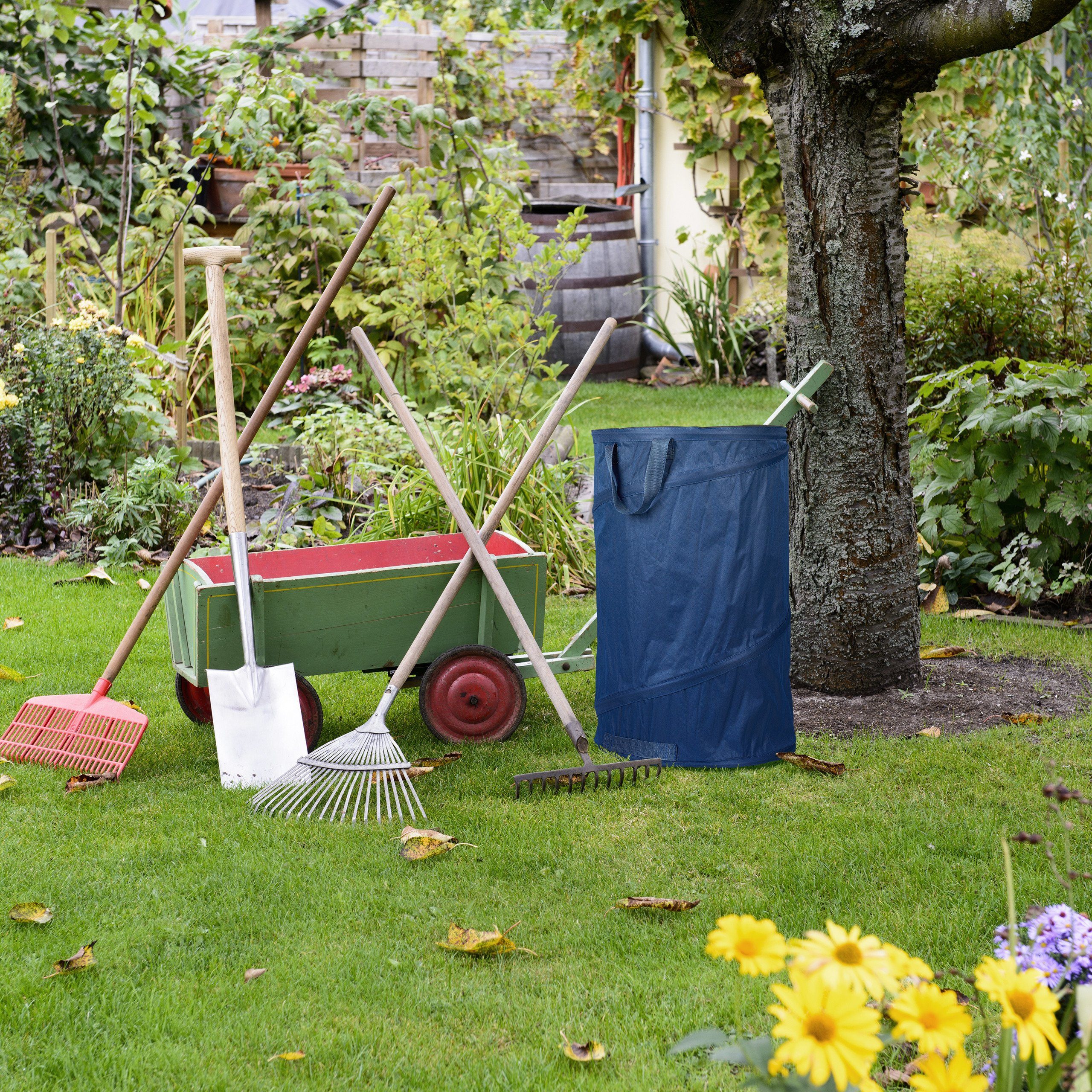 relaxdays Gartensack 2er Set Pop Up Laubsack 120 L blau