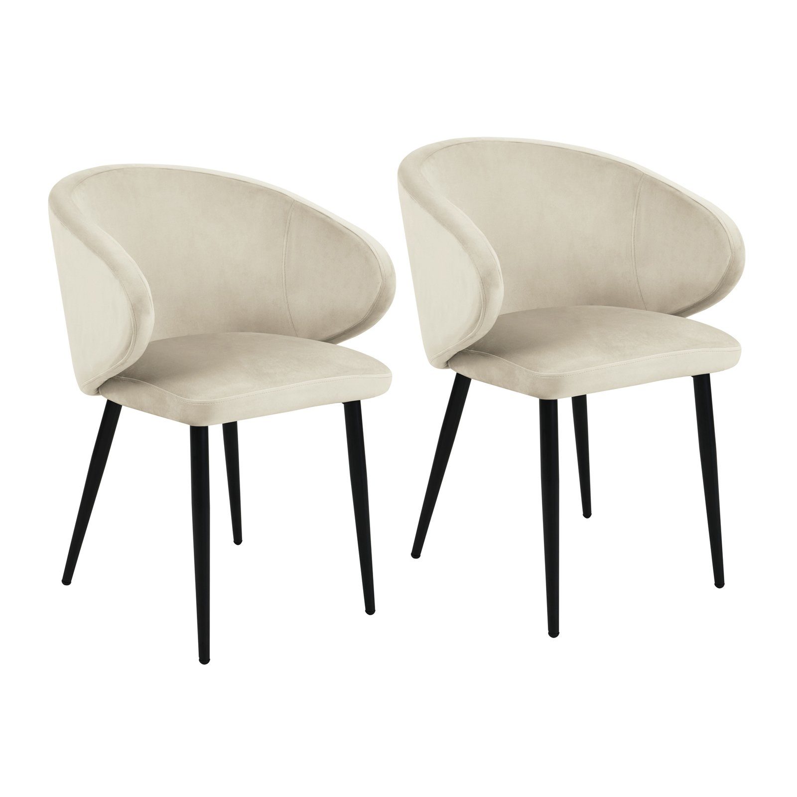 SVITA Esszimmerstuhl AUDREY (2er-Set), Küchenstühle, Metallbeine, Samtbezug, Creme